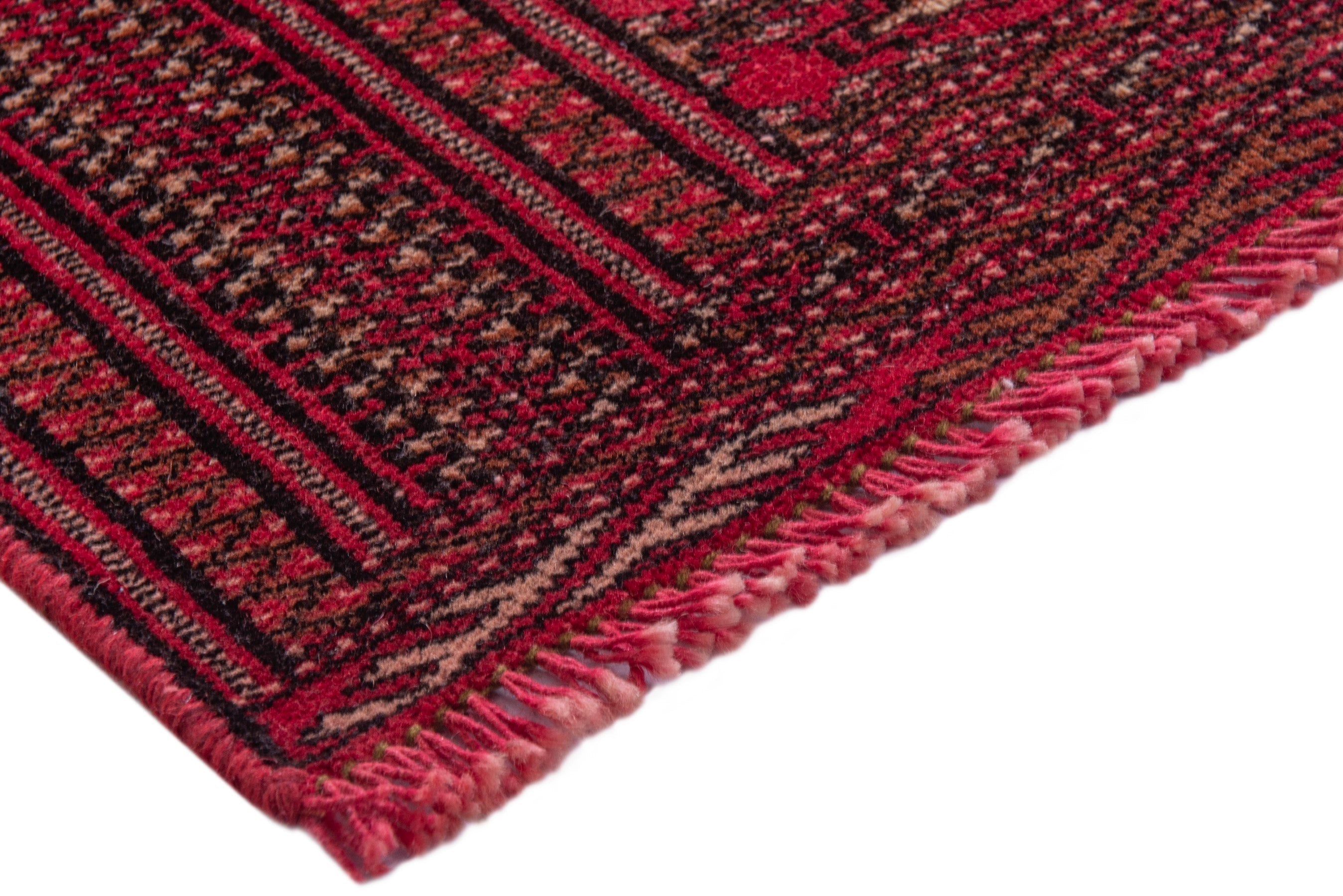 Persian Torkaman accent rug in burgundy and deep red, view 6 of 17