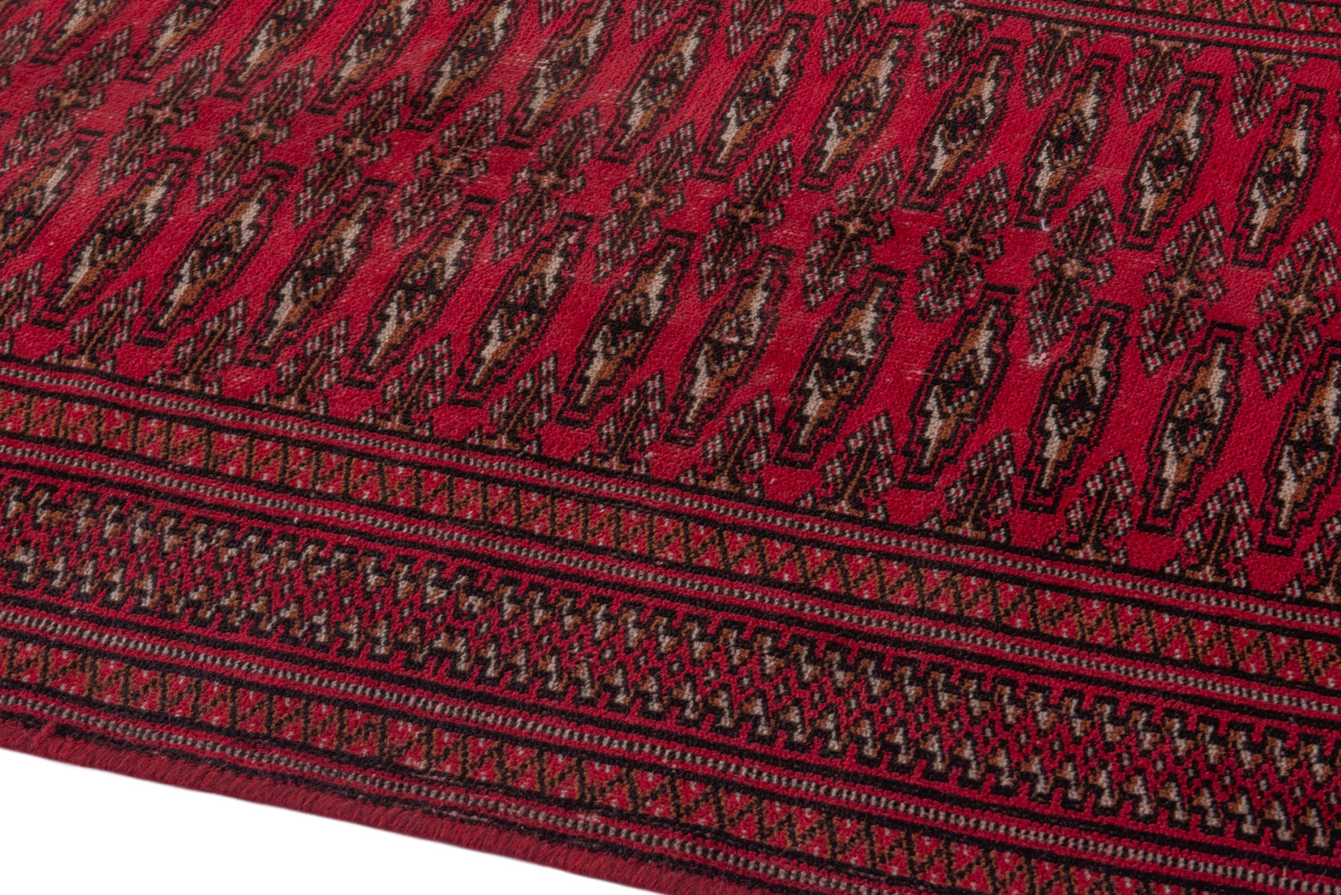 Persian Torkaman accent rug in burgundy and deep red, view 8 of 17