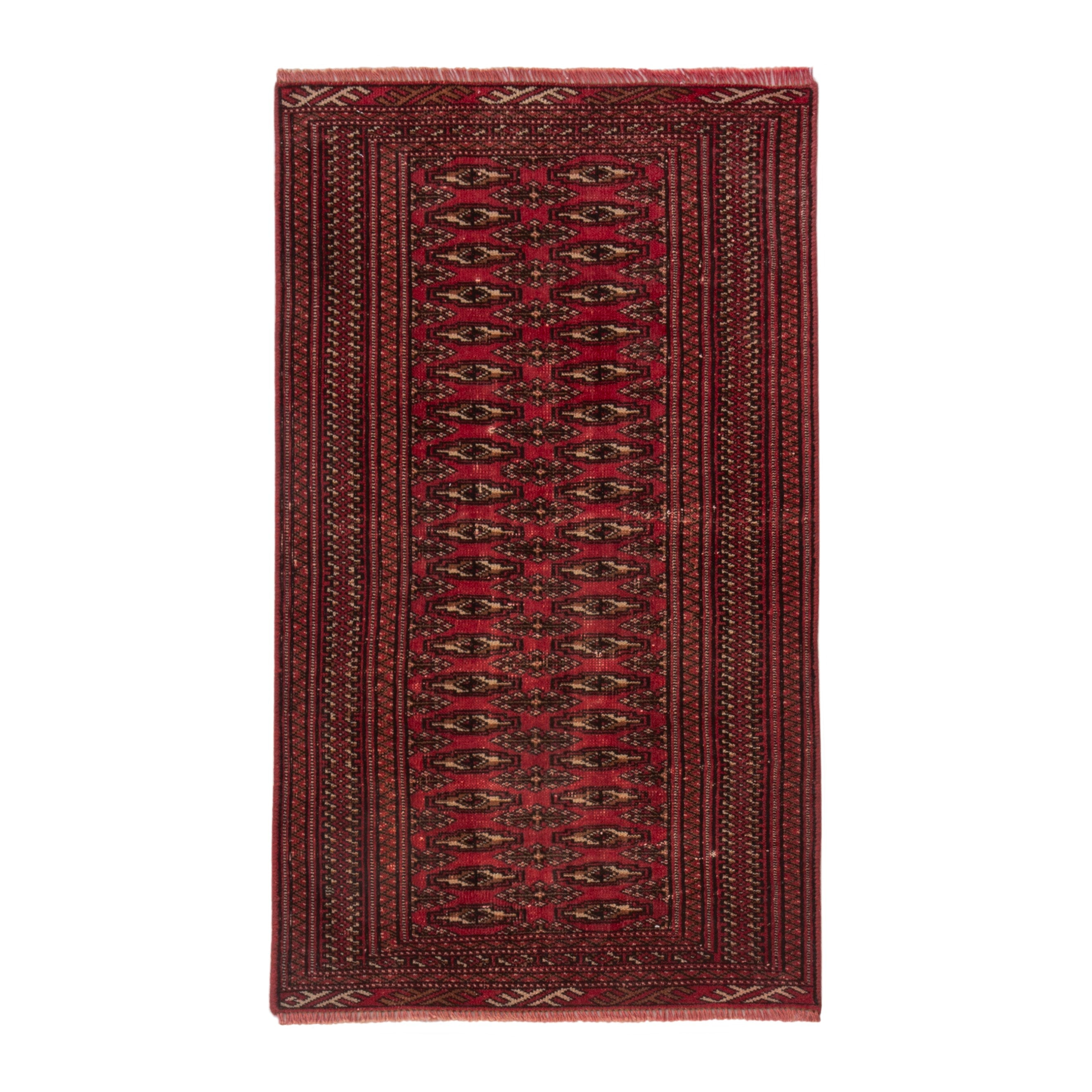 Persian Torkaman accent rug in burgundy and deep red, 2'7" x 4'4"
