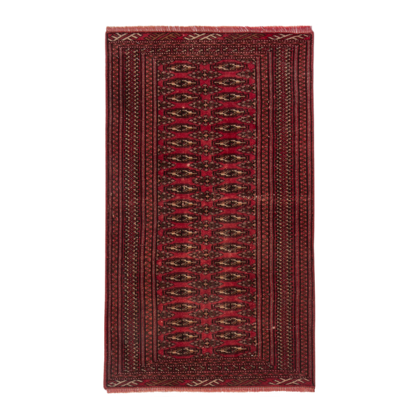 Persian Torkaman accent rug in burgundy and deep red, 2'7" x 4'4"