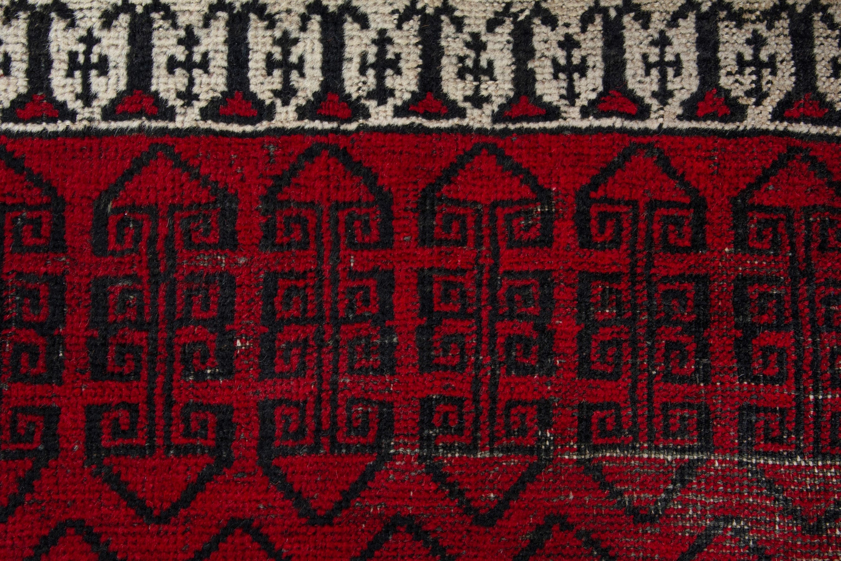Persian Baluch accent rug in deep red and burgundy, view 12 of 16