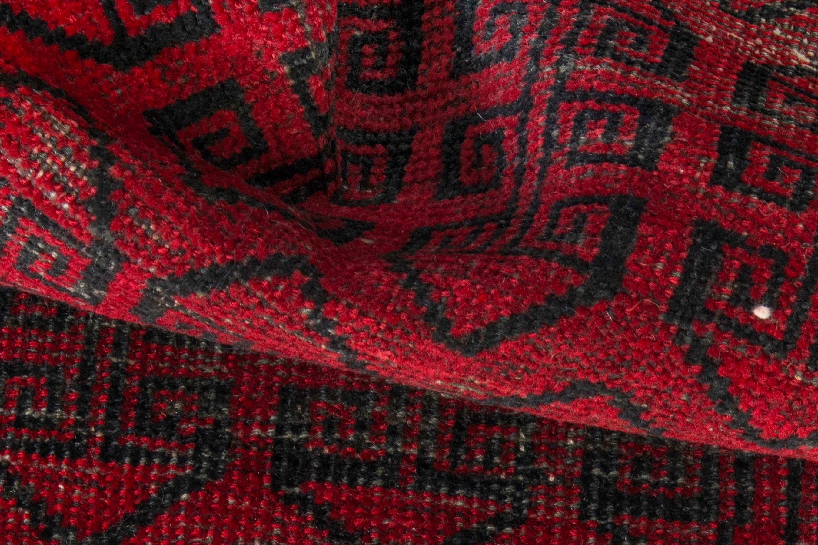 Persian Baluch accent rug in deep red and burgundy, view 13 of 16