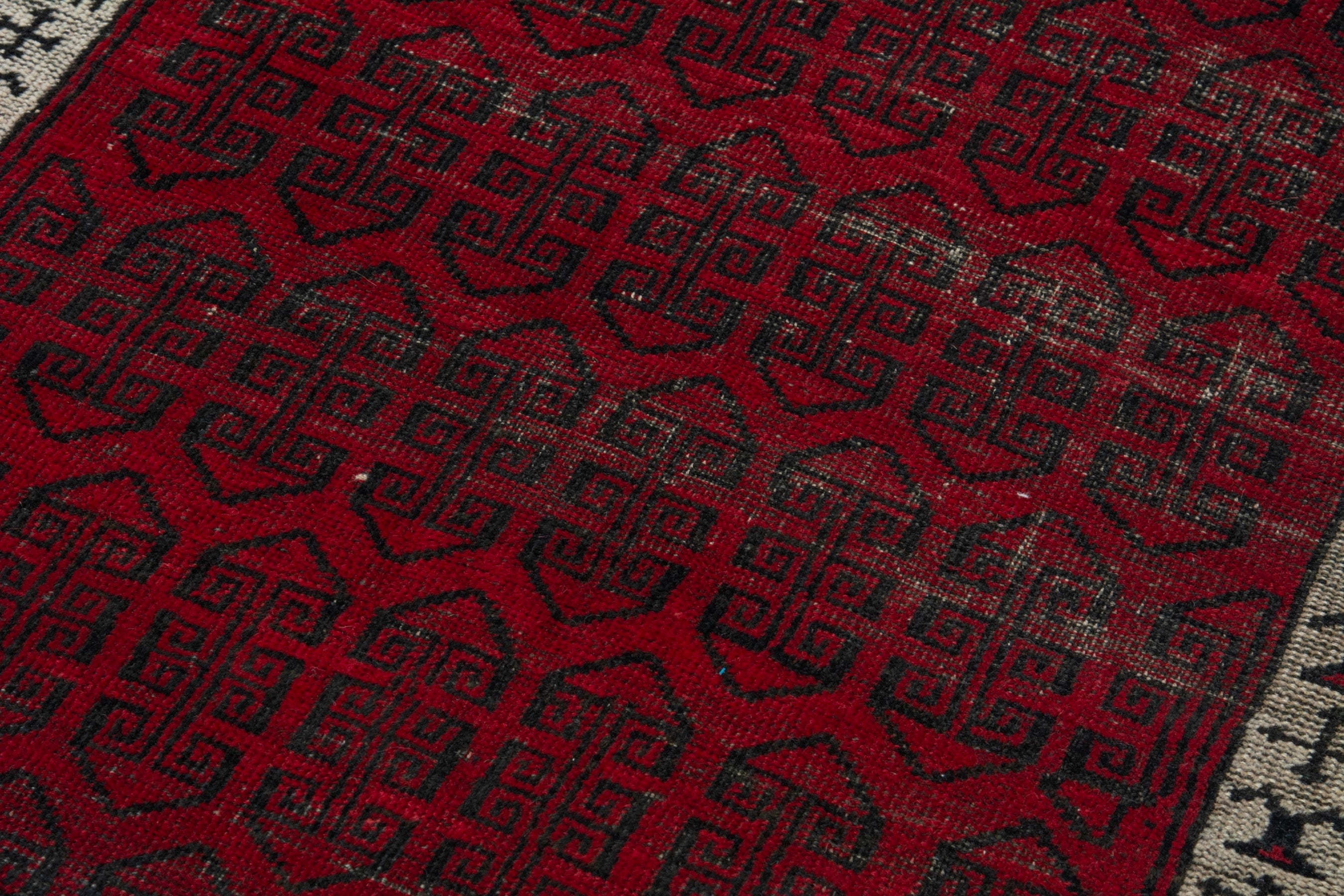 Persian Baluch accent rug in deep red and burgundy, view 9 of 16
