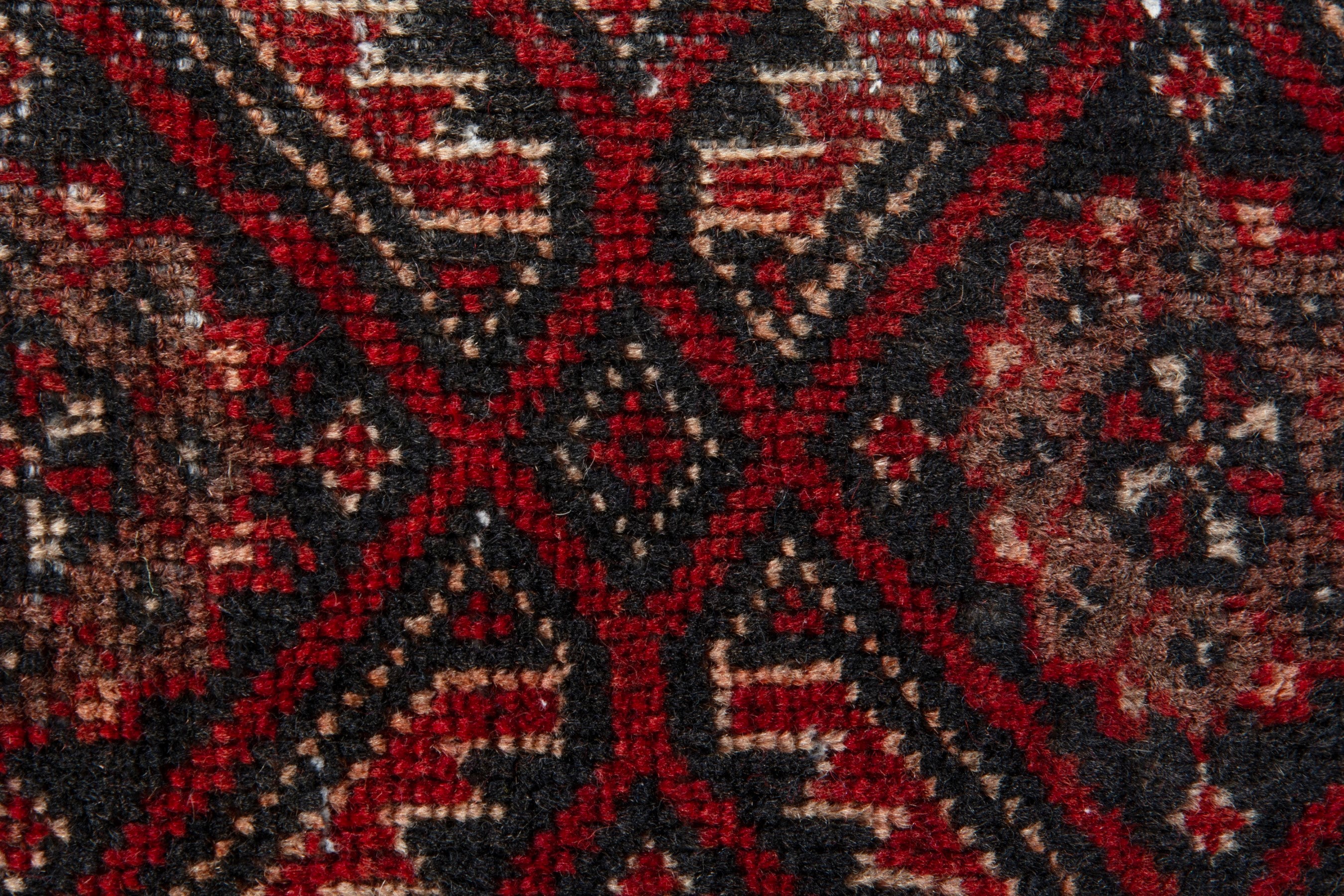 Persian Baluch accent rug in burgundy and deep red, view 12 of 16