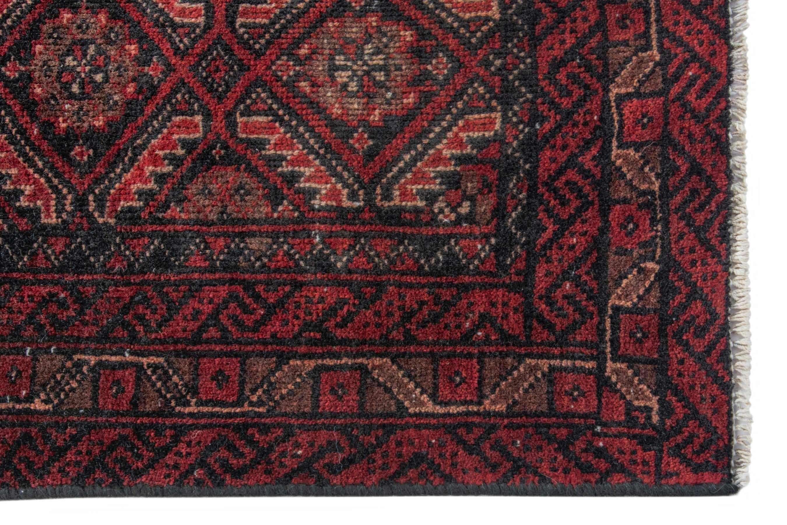 Persian Baluch accent rug in burgundy and deep red, view 5 of 16