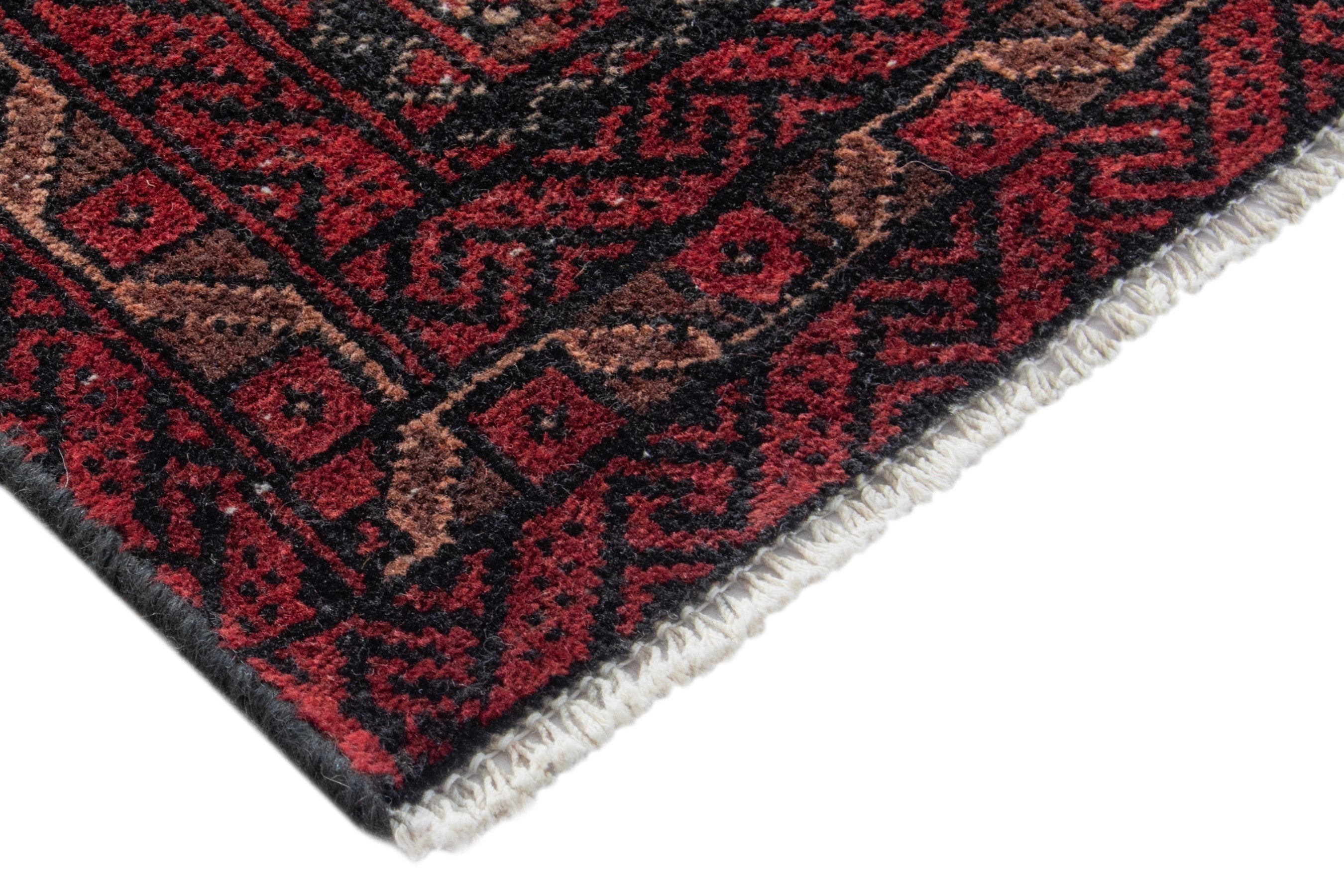 Persian Baluch accent rug in burgundy and deep red, view 6 of 16