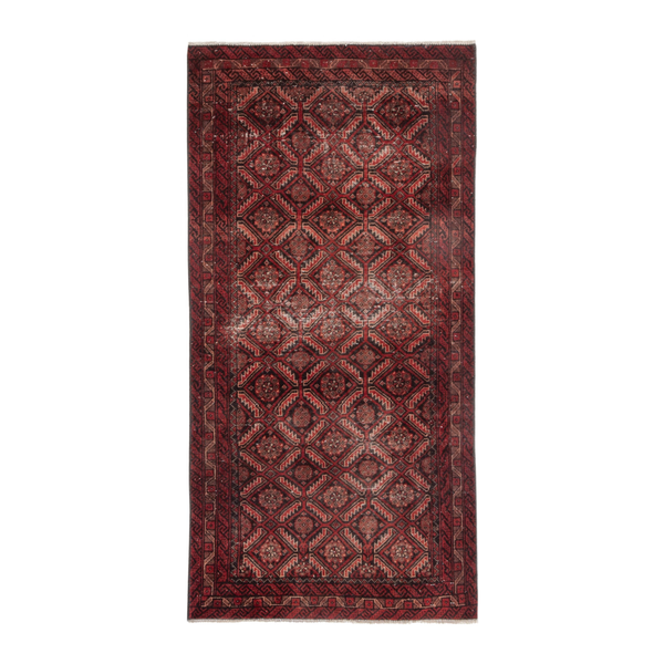 Persian Baluch runner rug in burgundy and deep red, 2'10" x 5'8"