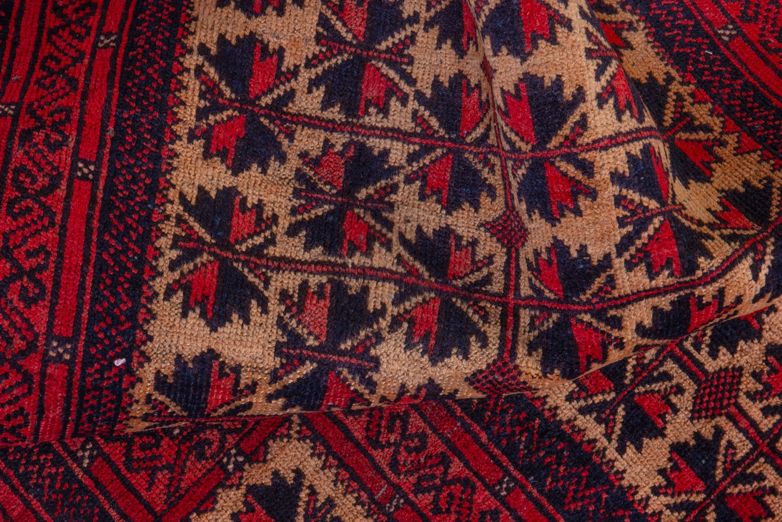 Persian Baluch accent rug in cream and burgundy, view 15 of 16