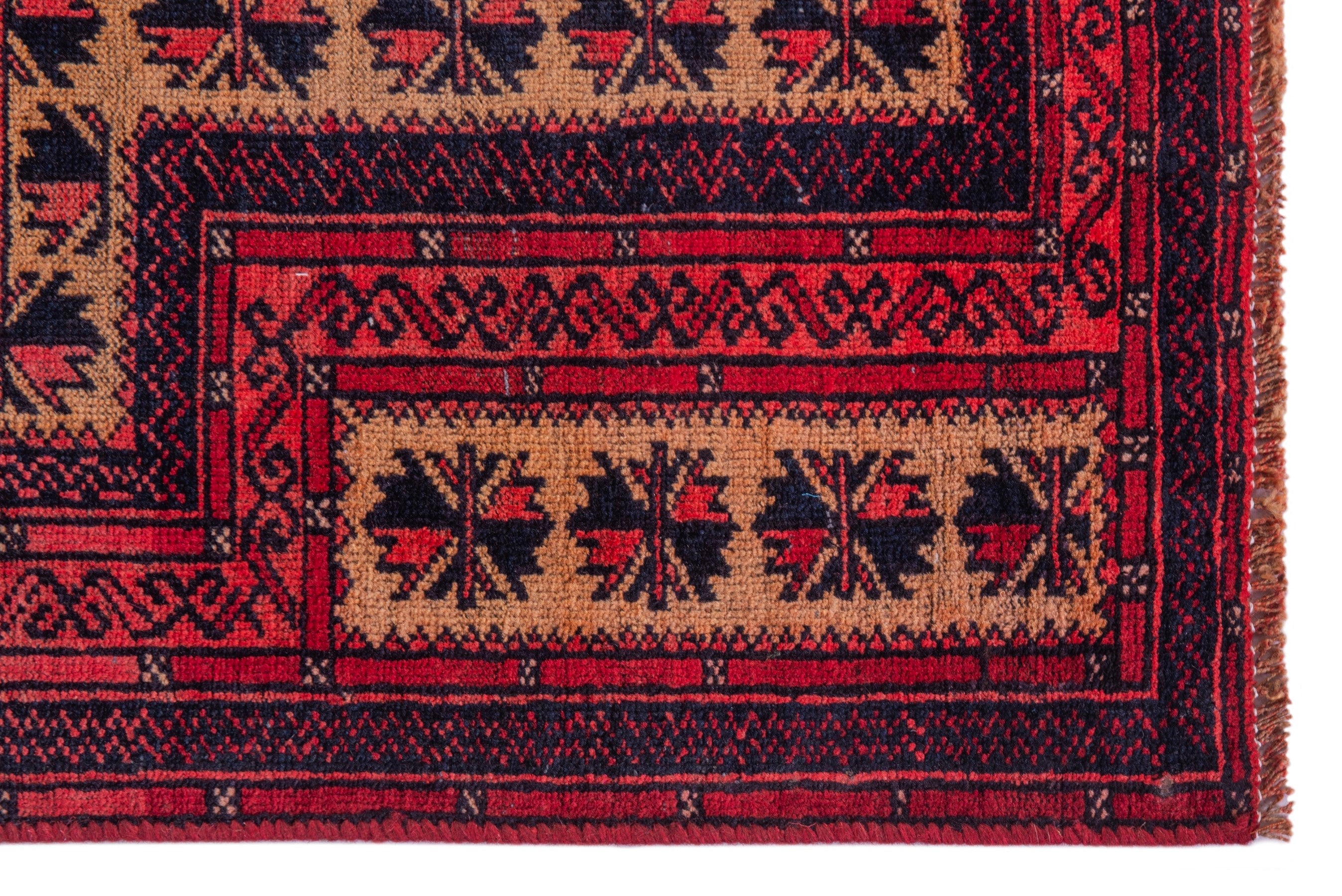 Persian Baluch accent rug in cream and burgundy, view 5 of 16