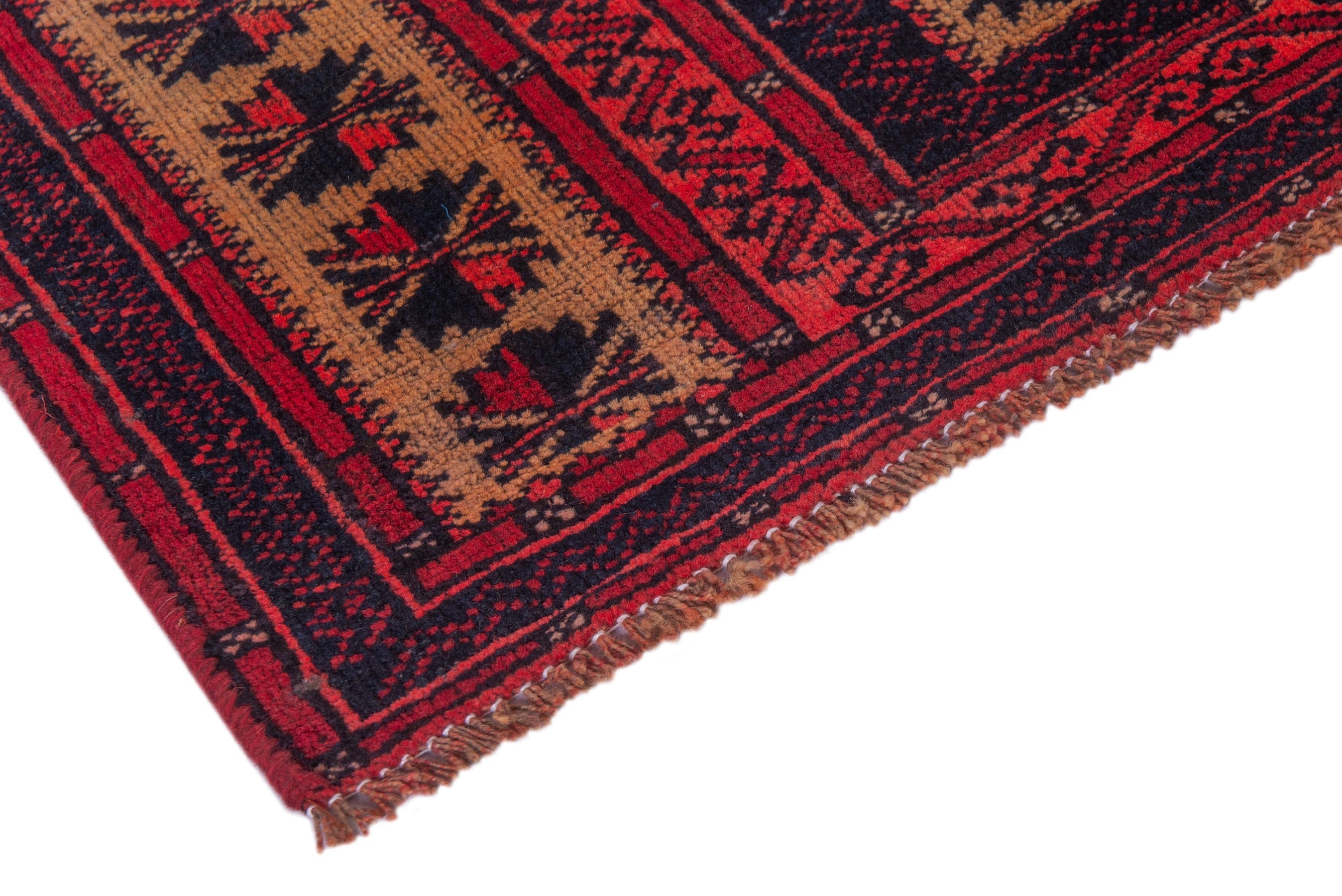 Persian Baluch accent rug in cream and burgundy, view 6 of 16