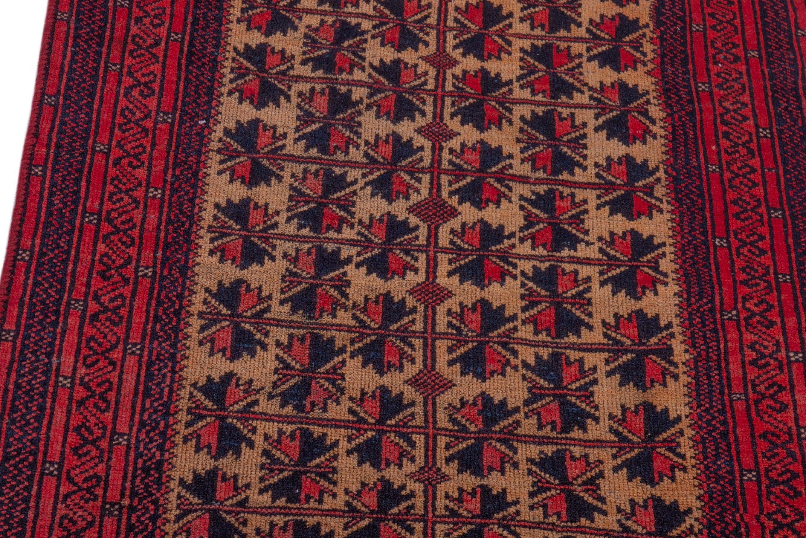 Persian Baluch accent rug in cream and burgundy, view 7 of 16