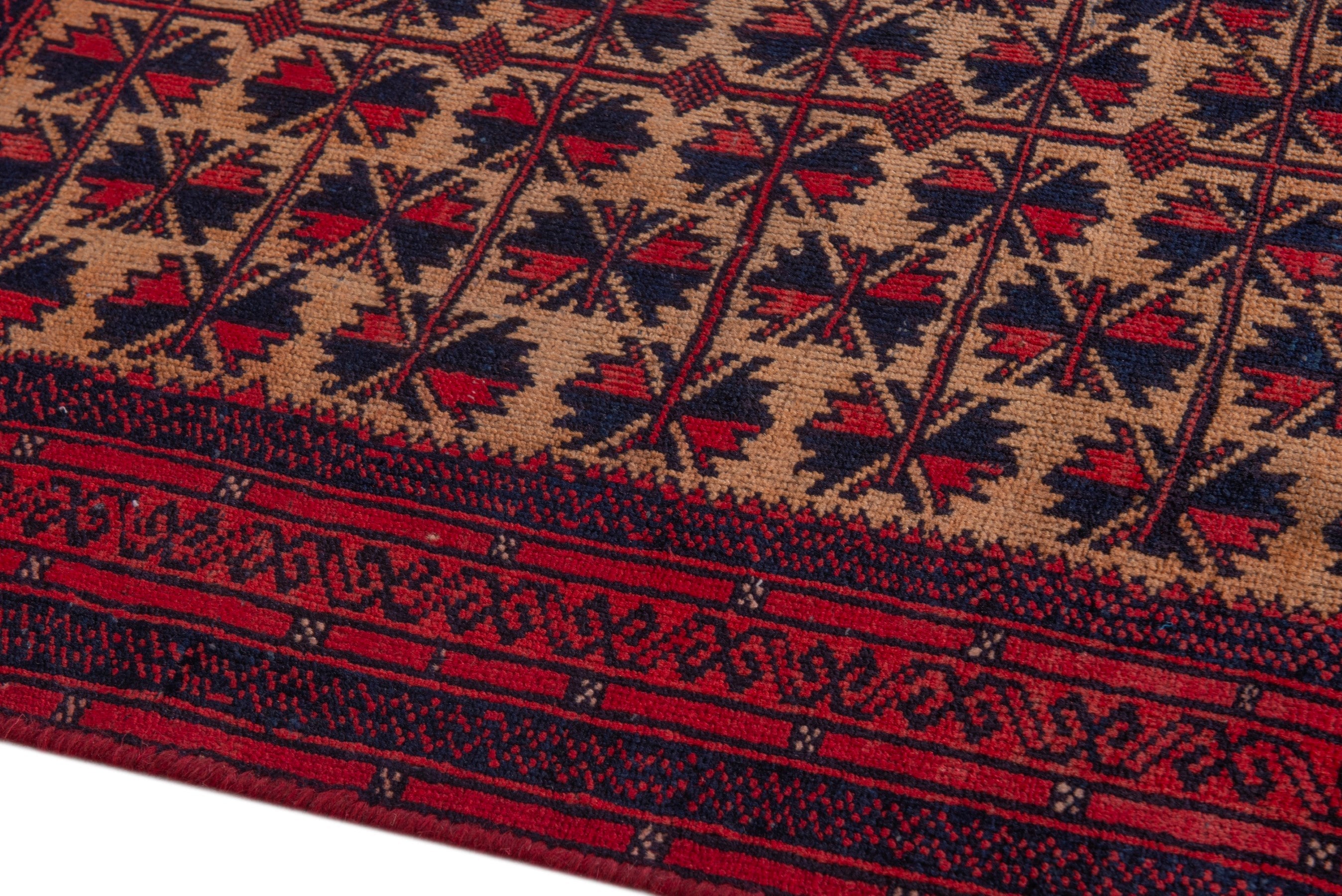Persian Baluch accent rug in cream and burgundy, view 8 of 16