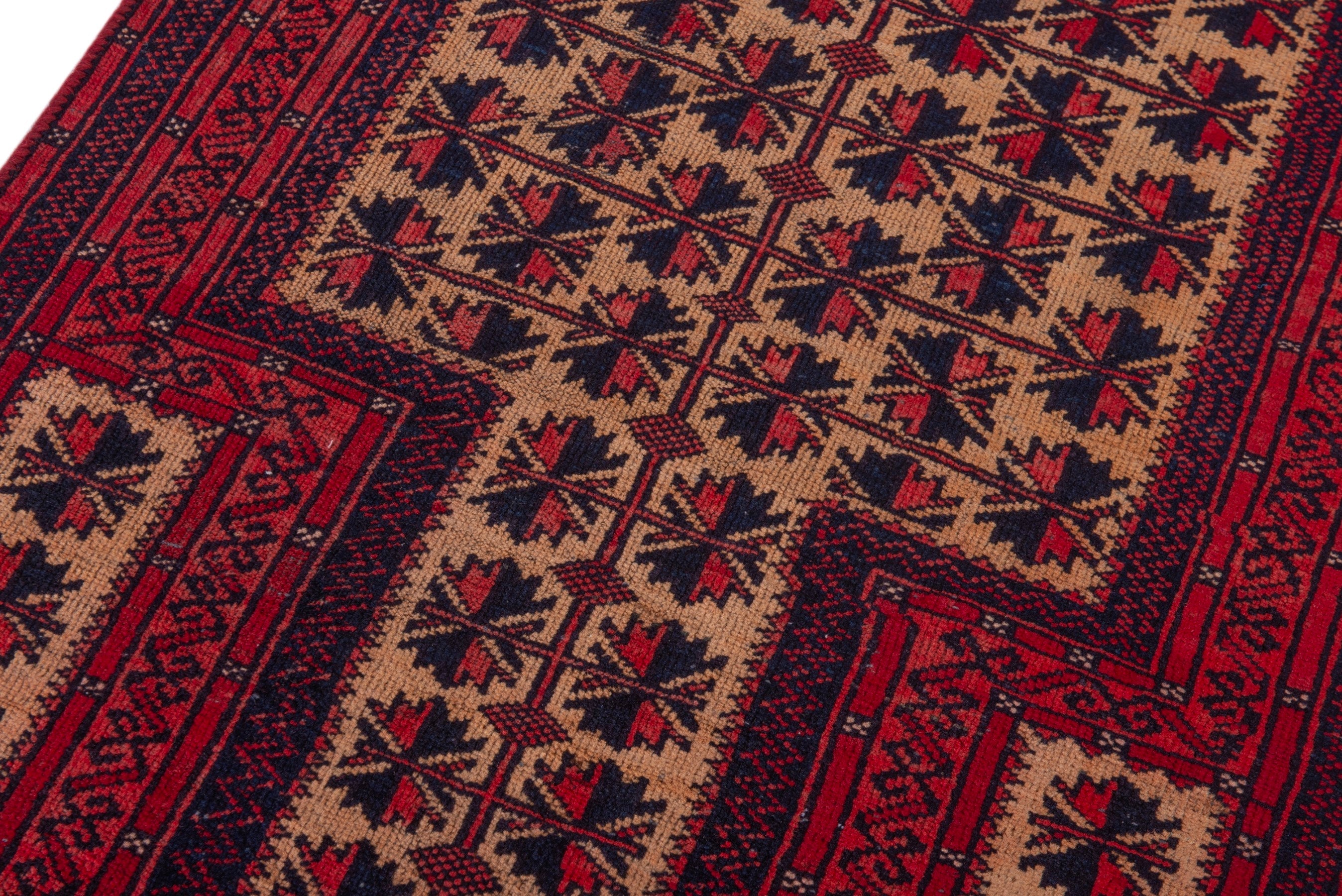 Persian Baluch accent rug in cream and burgundy, view 9 of 16