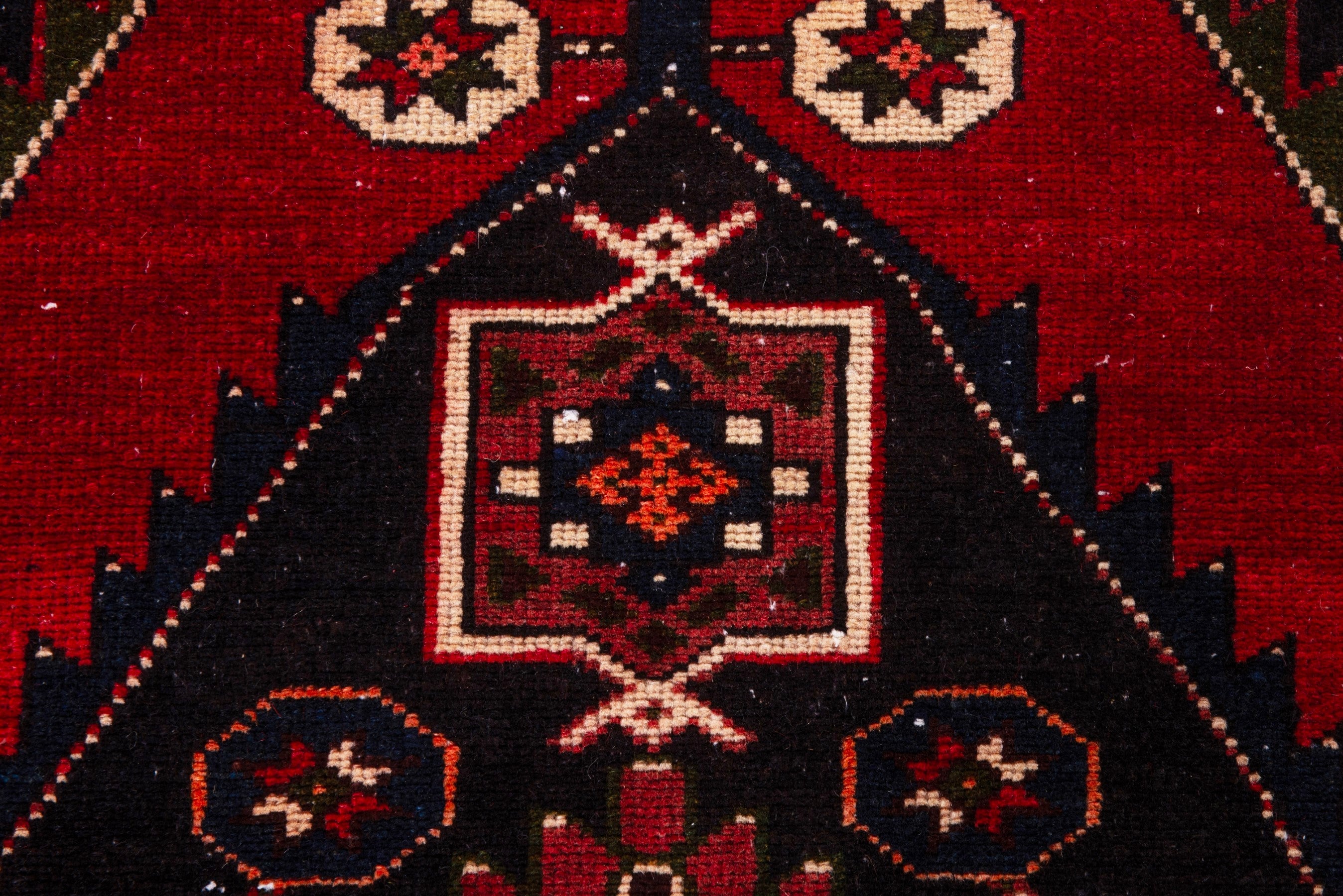 Persian Saveh runner rug in burgundy and deep red, view 14 of 21