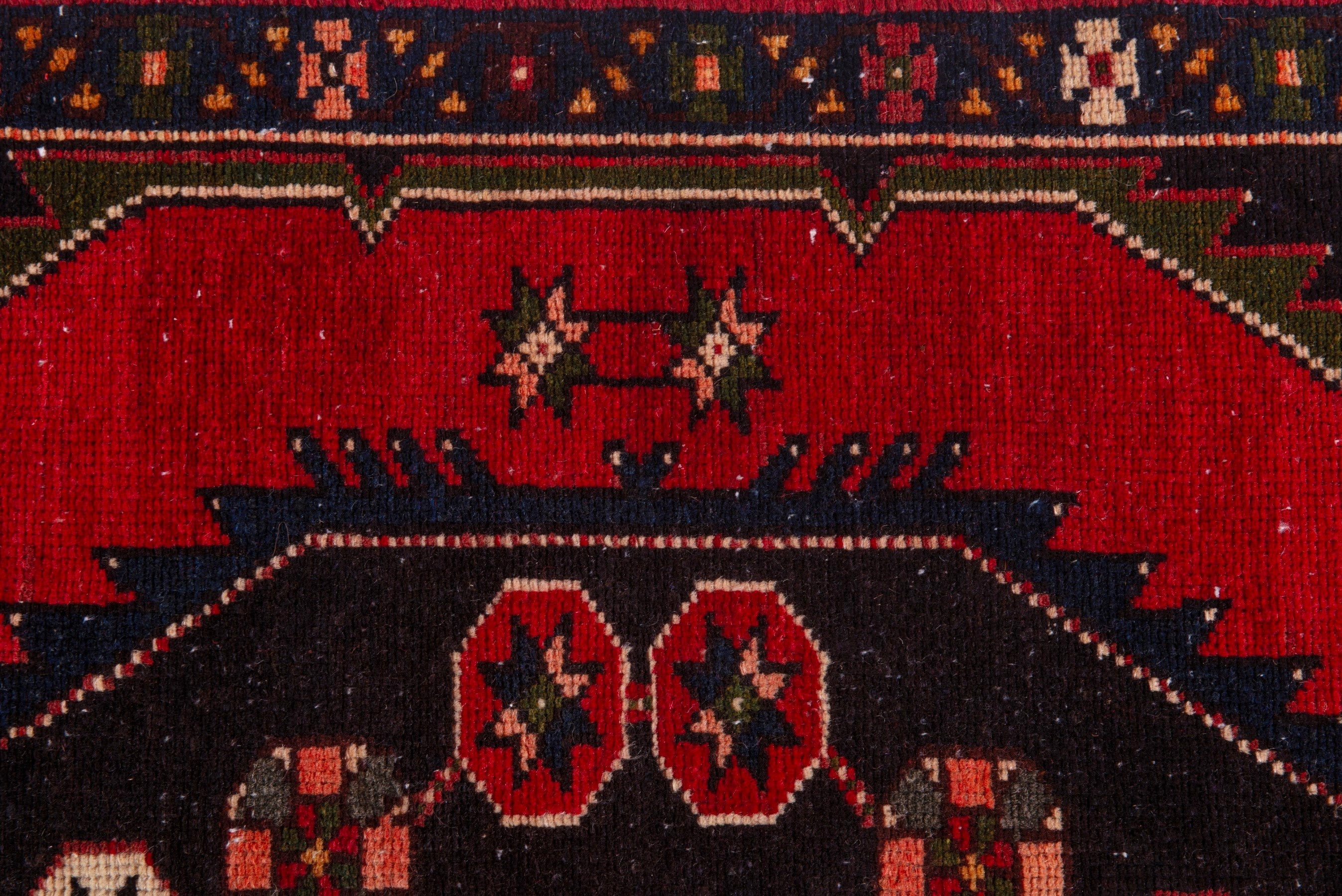 Persian Saveh runner rug in burgundy and deep red, view 16 of 21