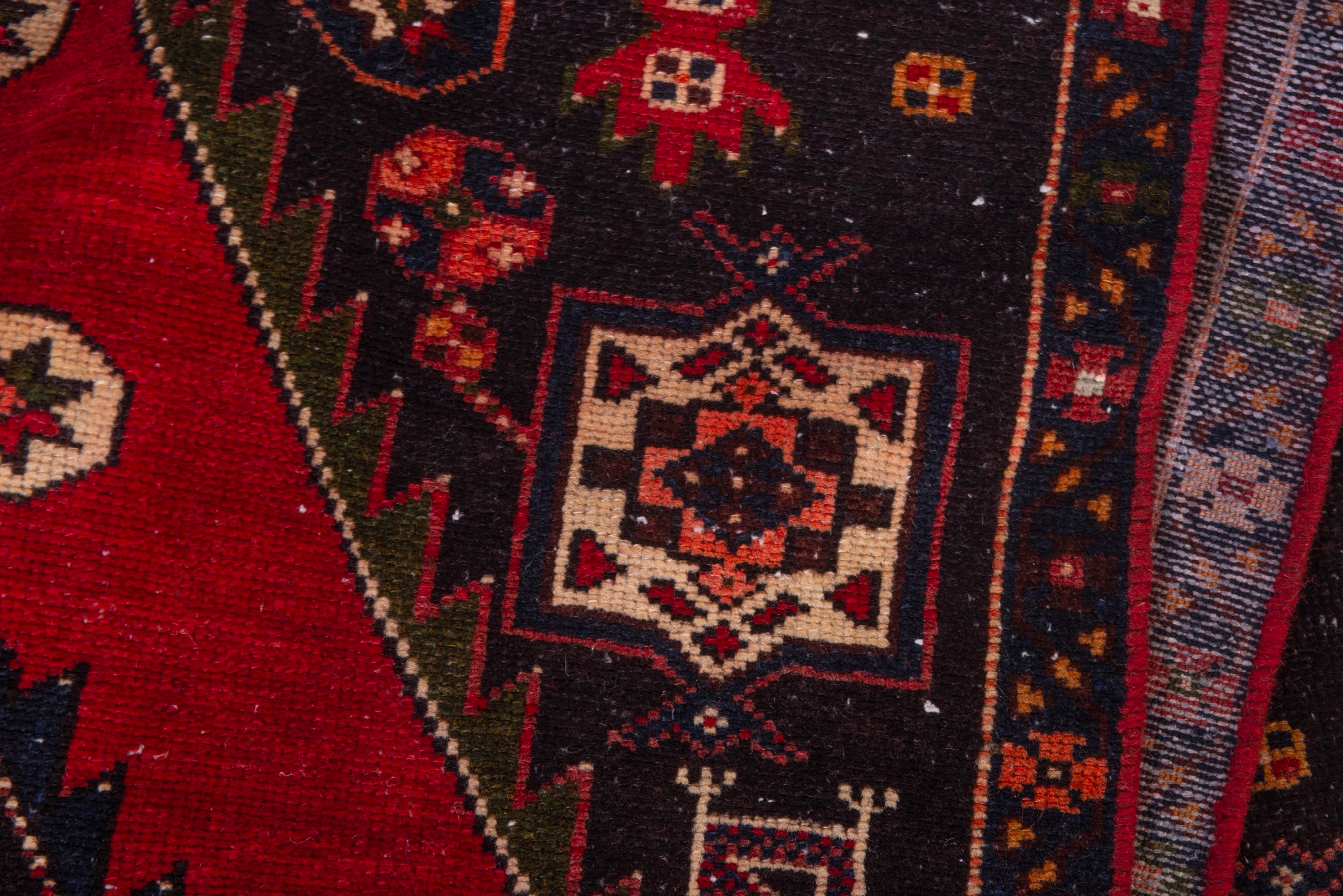 Persian Saveh runner rug in burgundy and deep red, view 18 of 21