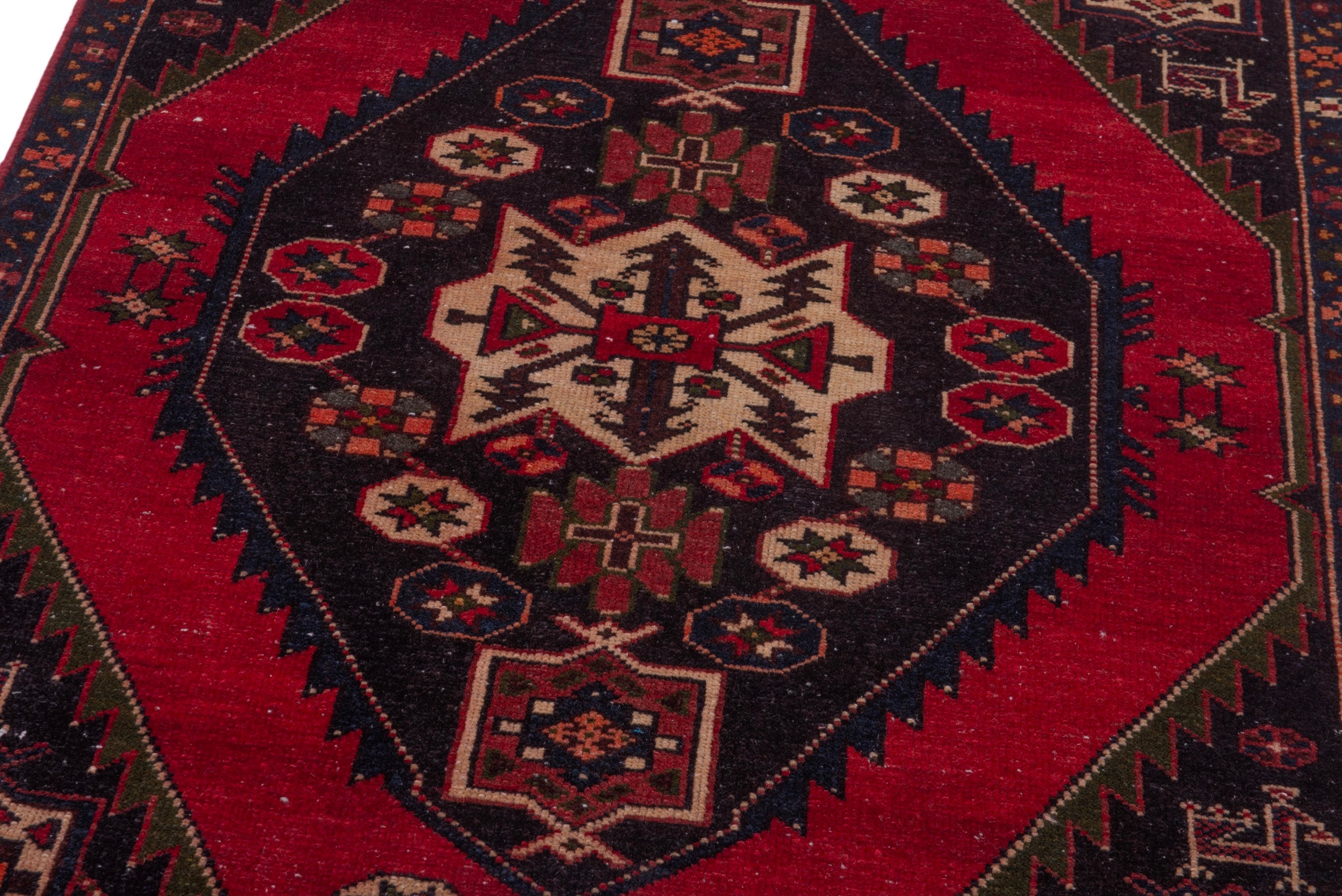 Persian Saveh runner rug in burgundy and deep red, view 9 of 21