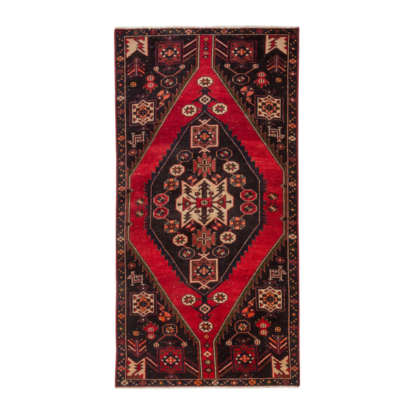 Persian Saveh runner rug in burgundy and deep red, 3'1" x 6'3"