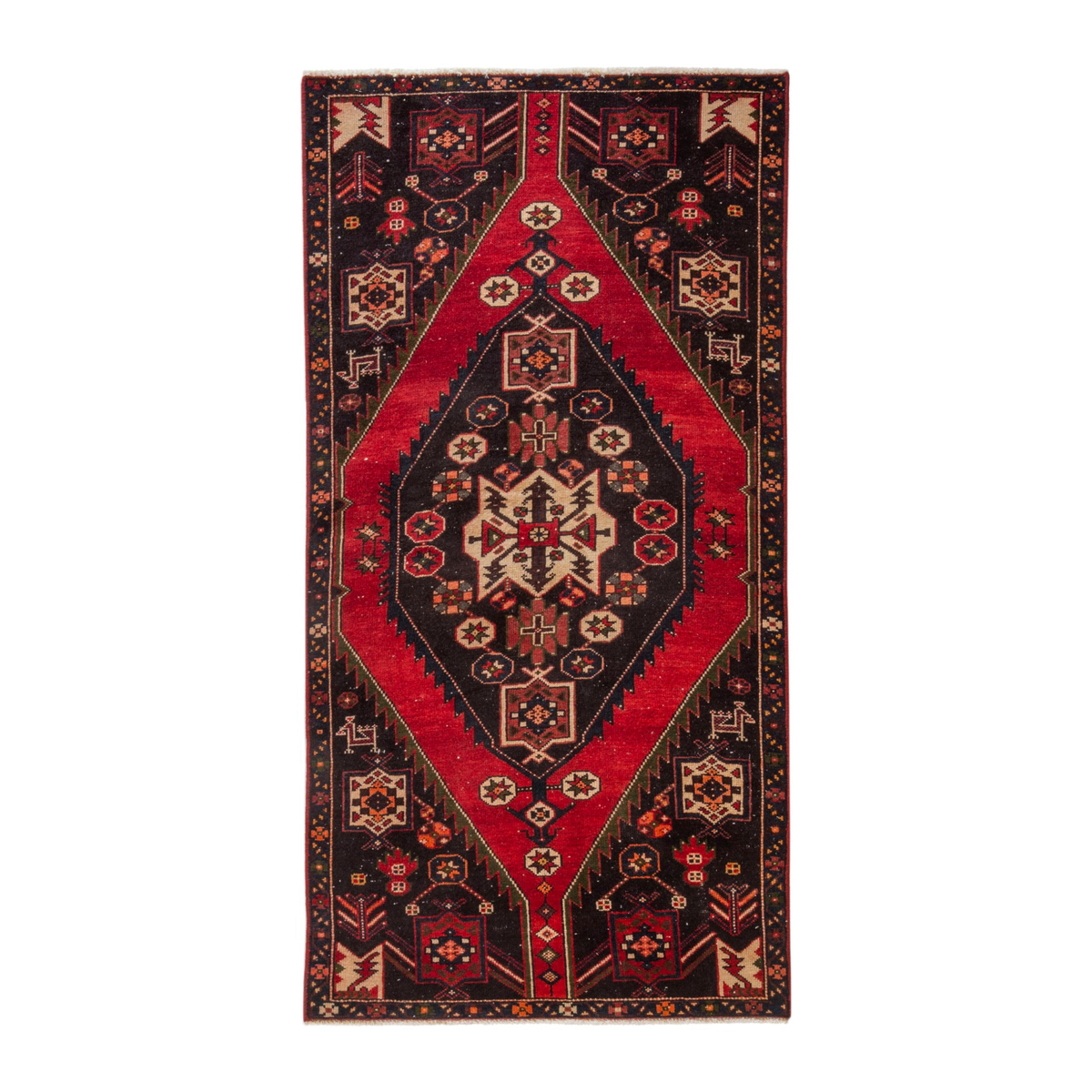 Persian Saveh runner rug in burgundy and deep red, 3'1" x 6'3"
