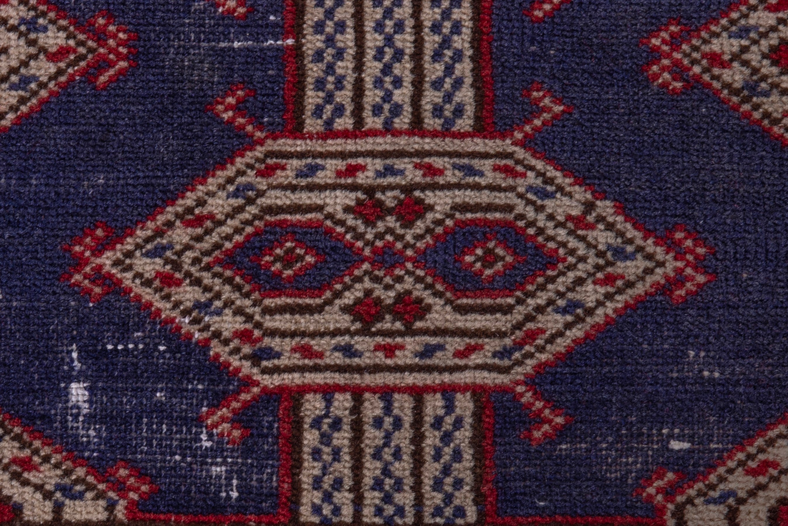 Persian Torkaman accent rug in navy and tan, view 11 of 17