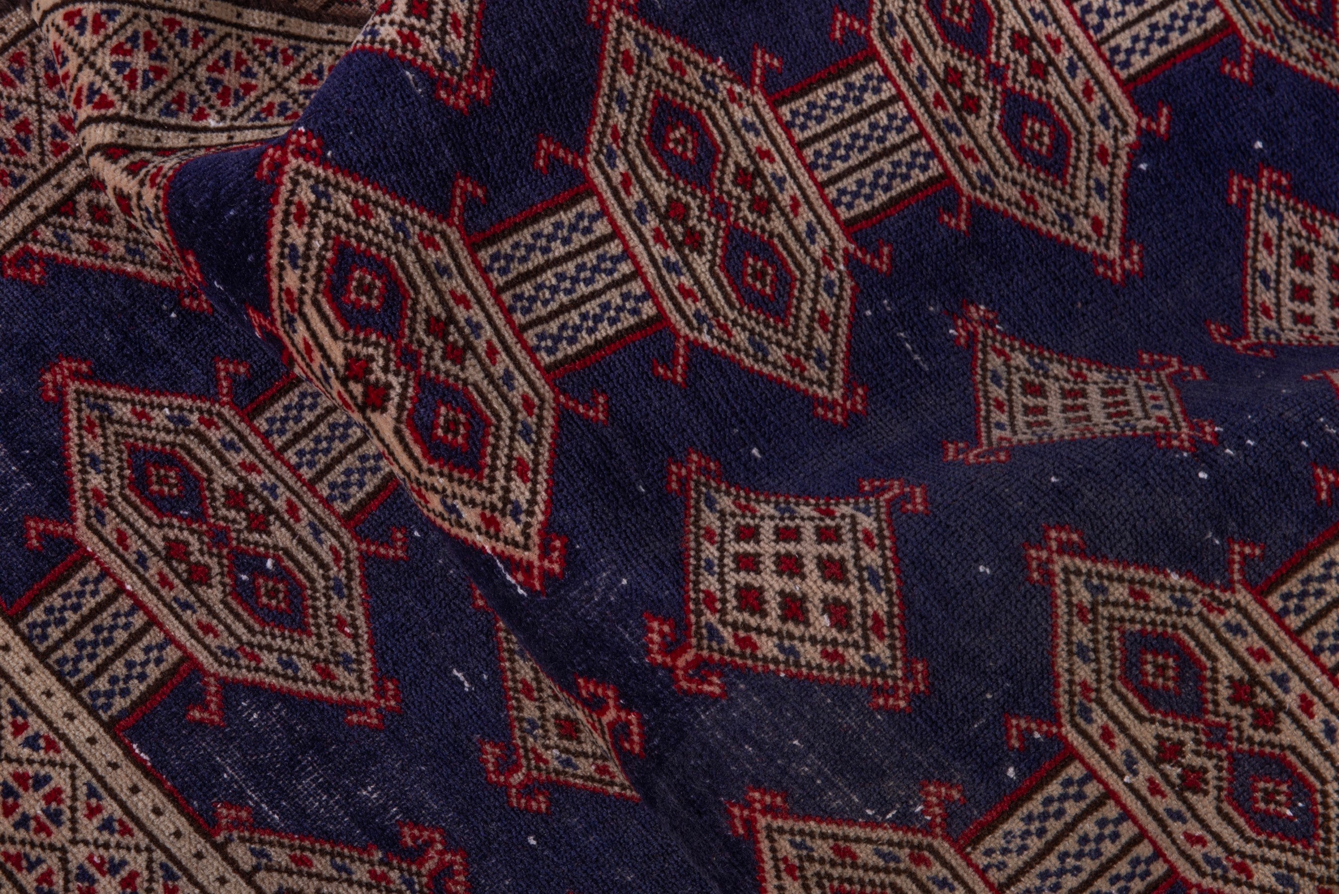 Persian Torkaman accent rug in navy and tan, view 15 of 17