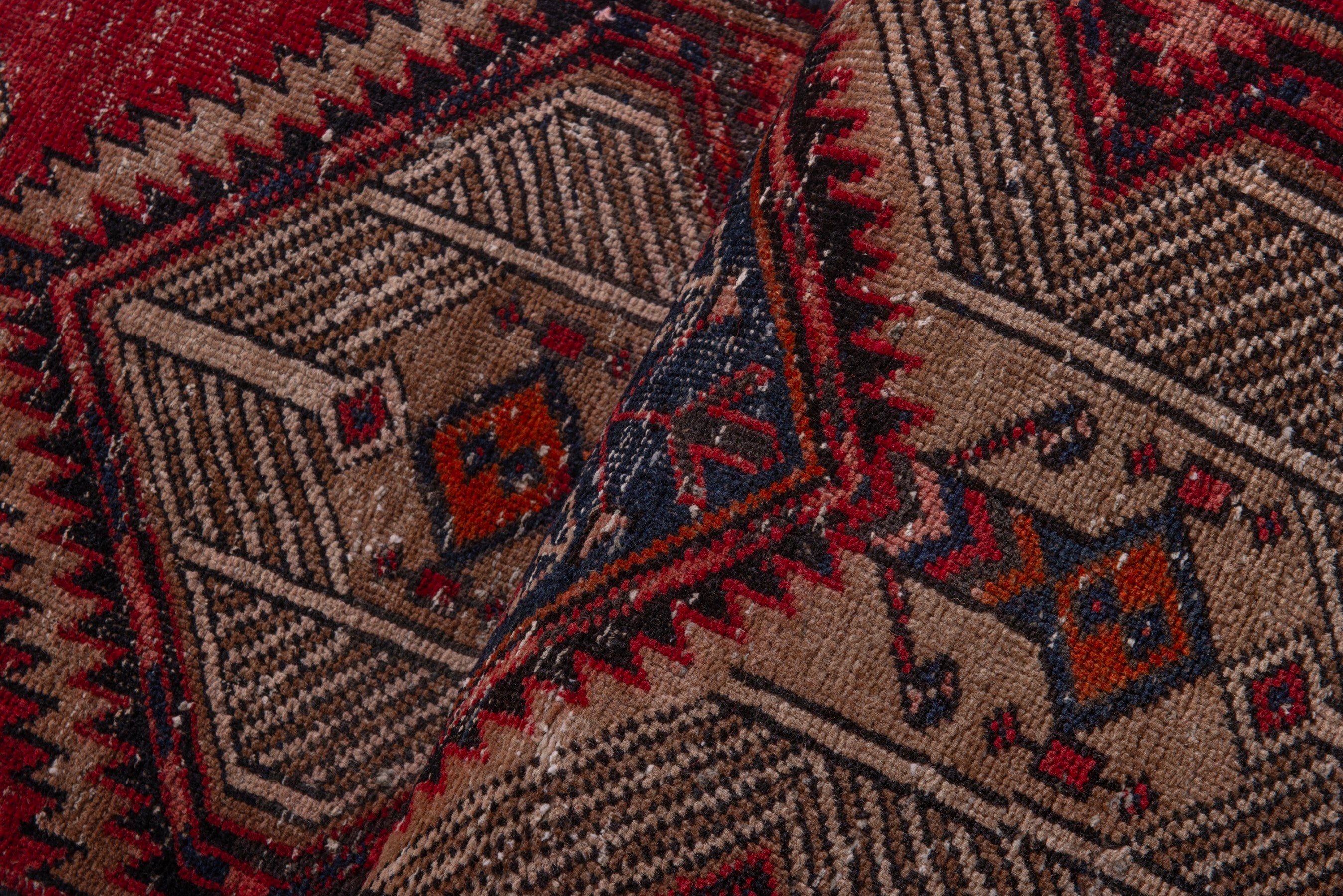 Persian Azerbaijan accent rug in deep red and straw, view 15 of 19