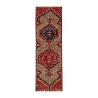 Persian Azerbaijan accent rug in deep red and straw, 1'8" x 5'8"
