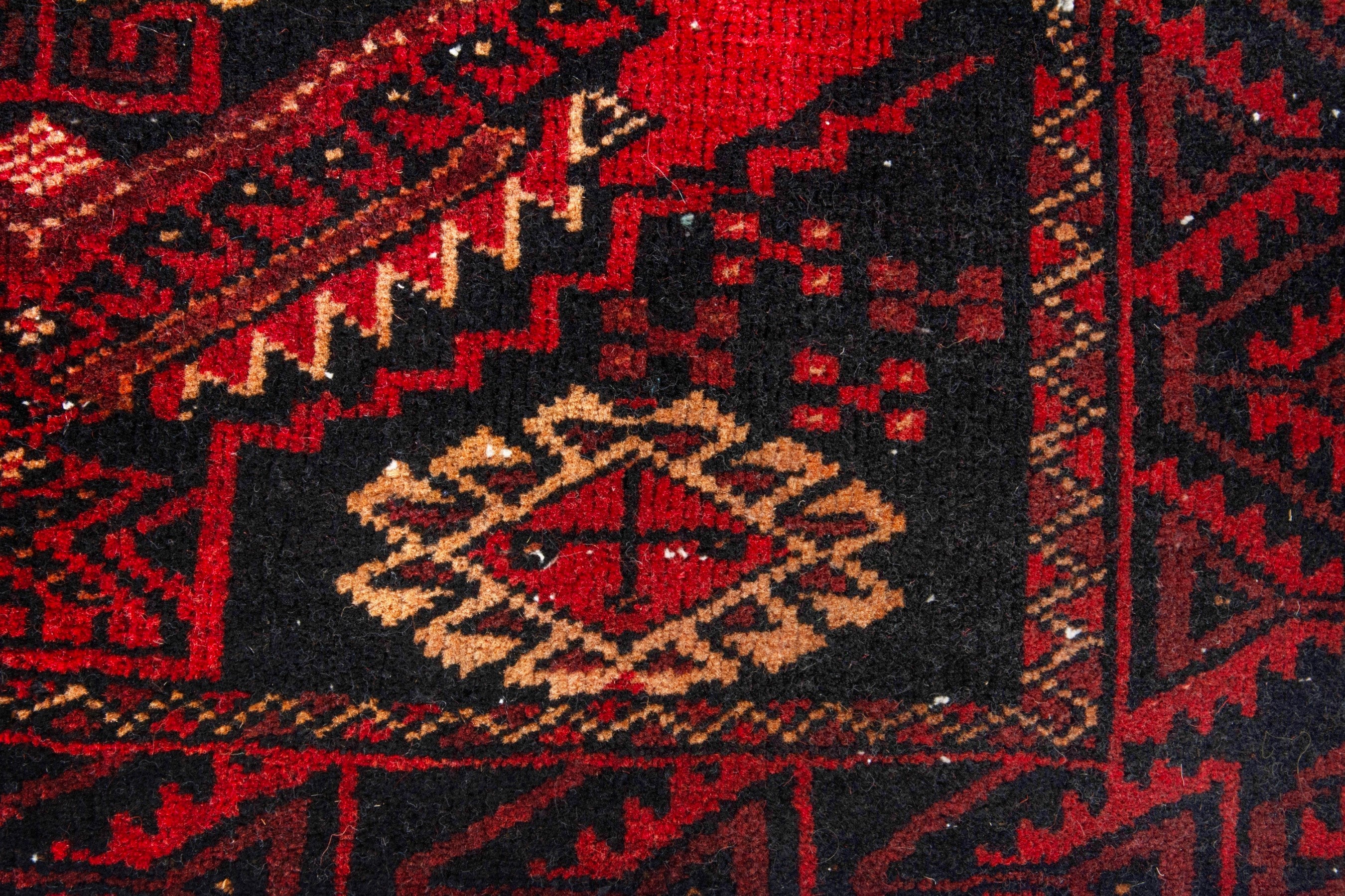 Persian Baluch accent rug in deep red and burgundy, view 11 of 17