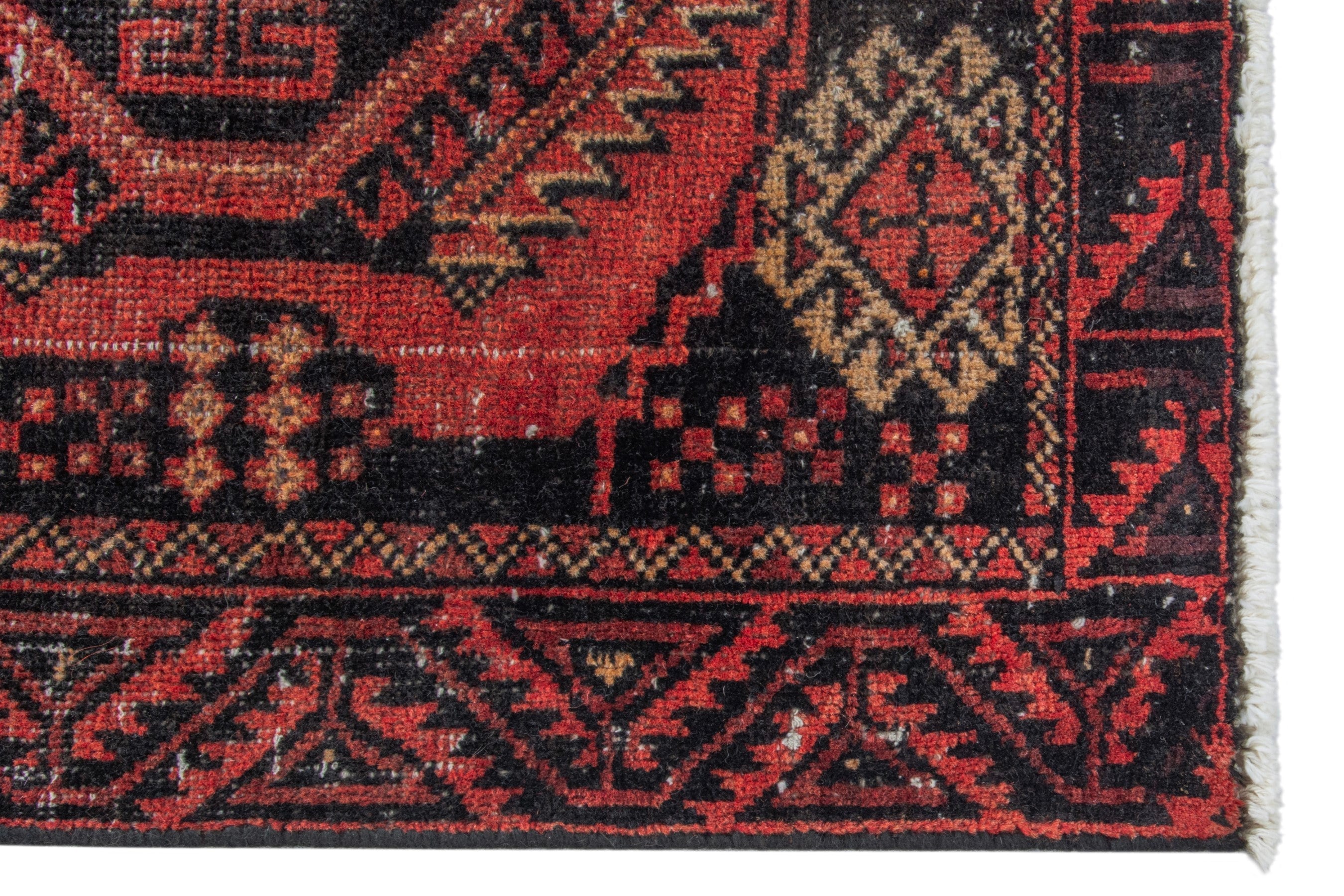 Persian Baluch accent rug in deep red and burgundy, view 5 of 17