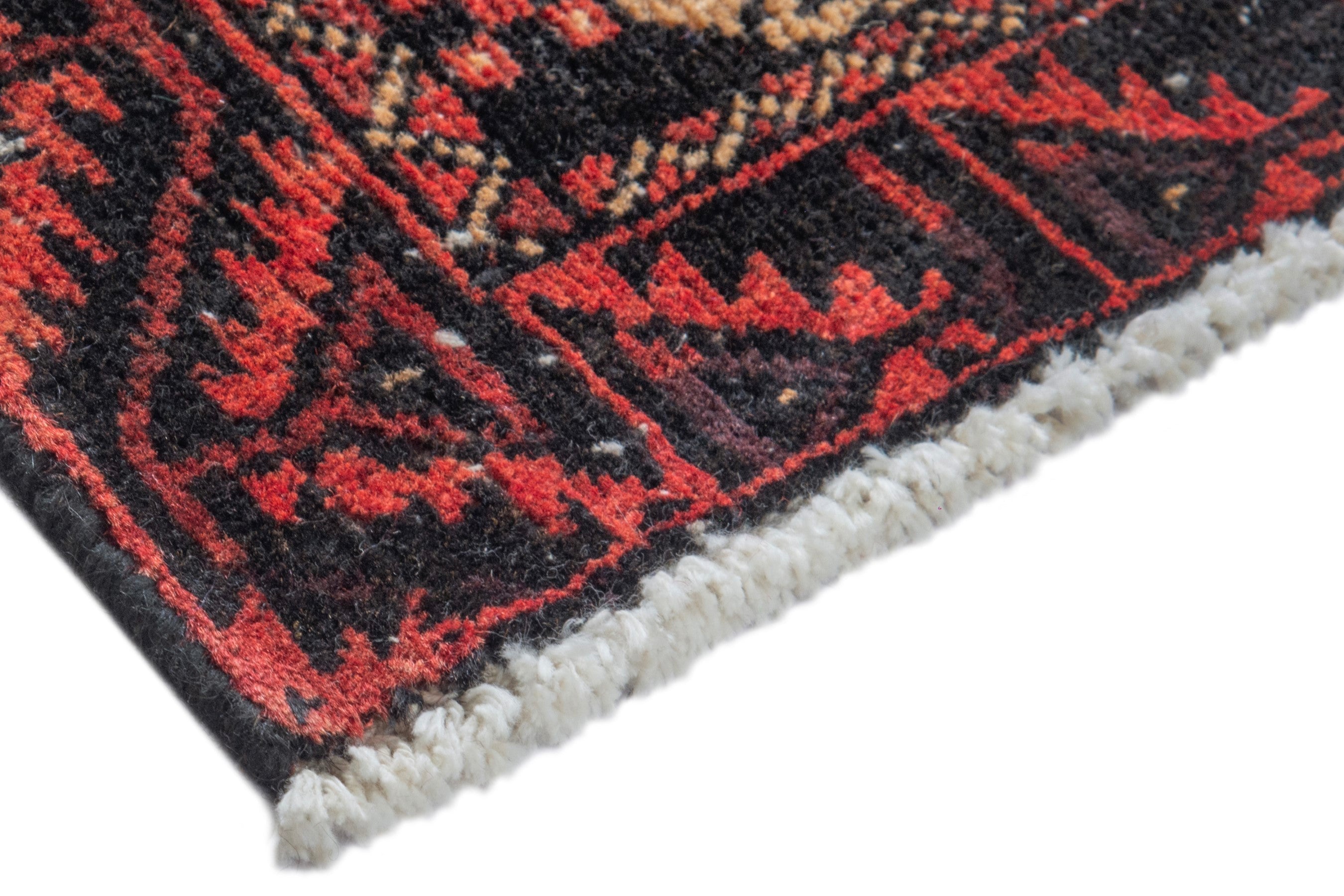 Persian Baluch accent rug in deep red and burgundy, view 6 of 17