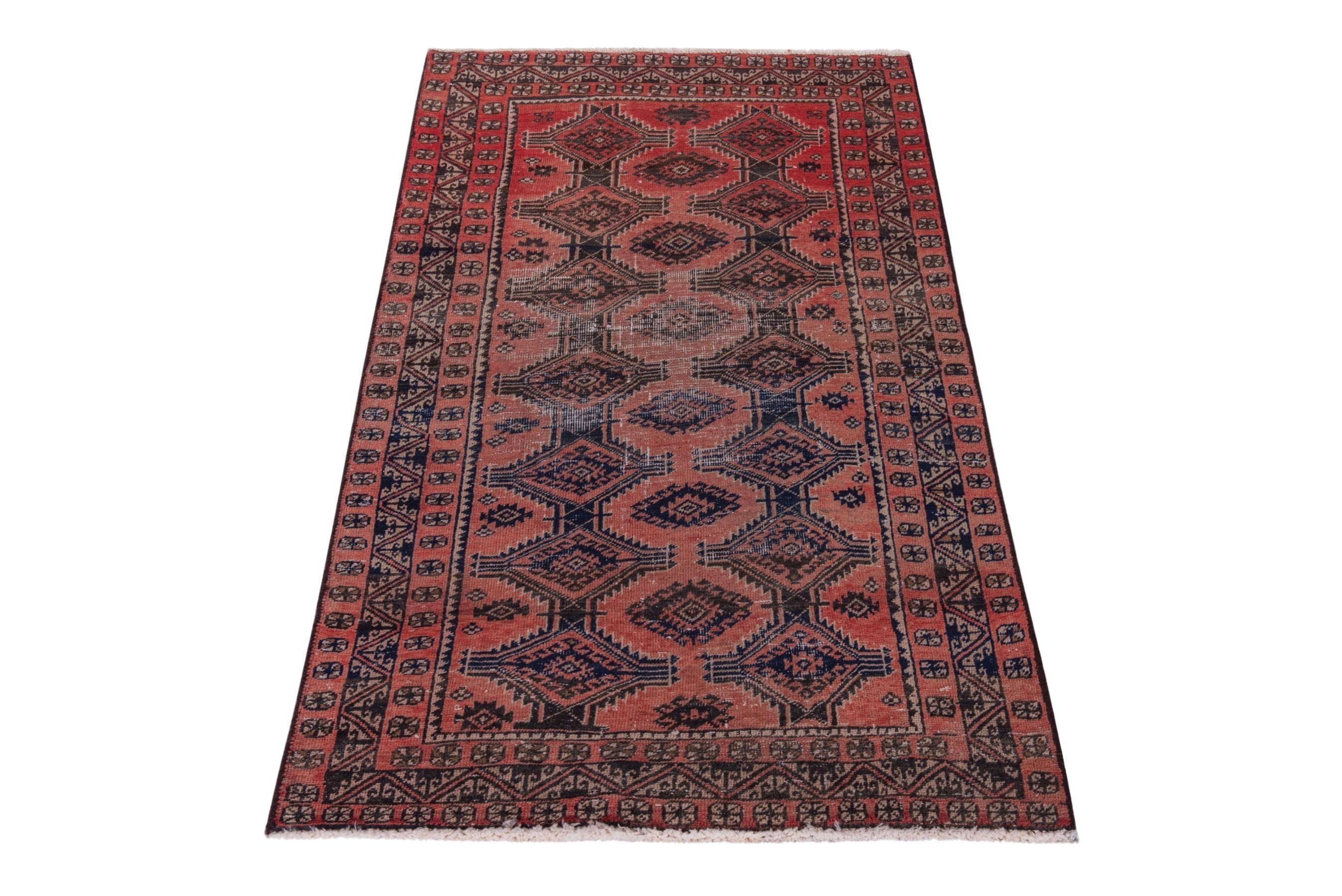 Persian Baluch accent rug in terracotta and rust, view 2 of 18