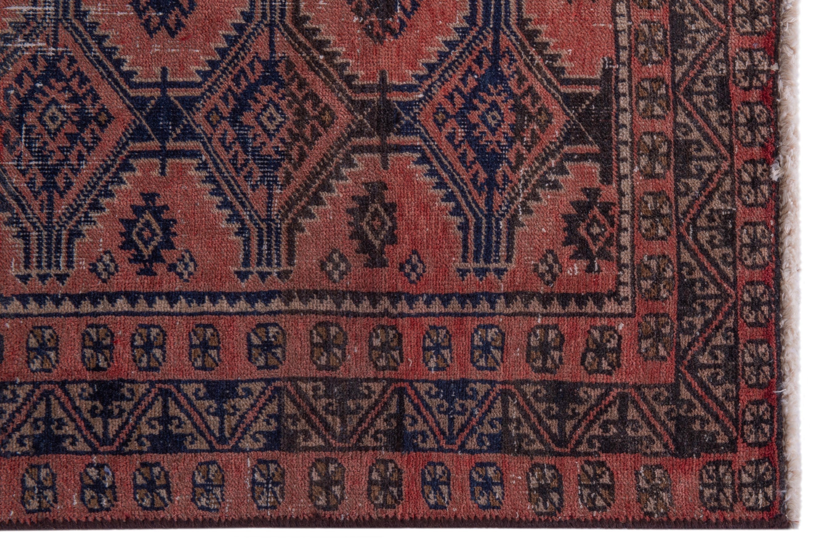 Persian Baluch accent rug in terracotta and rust, view 5 of 18