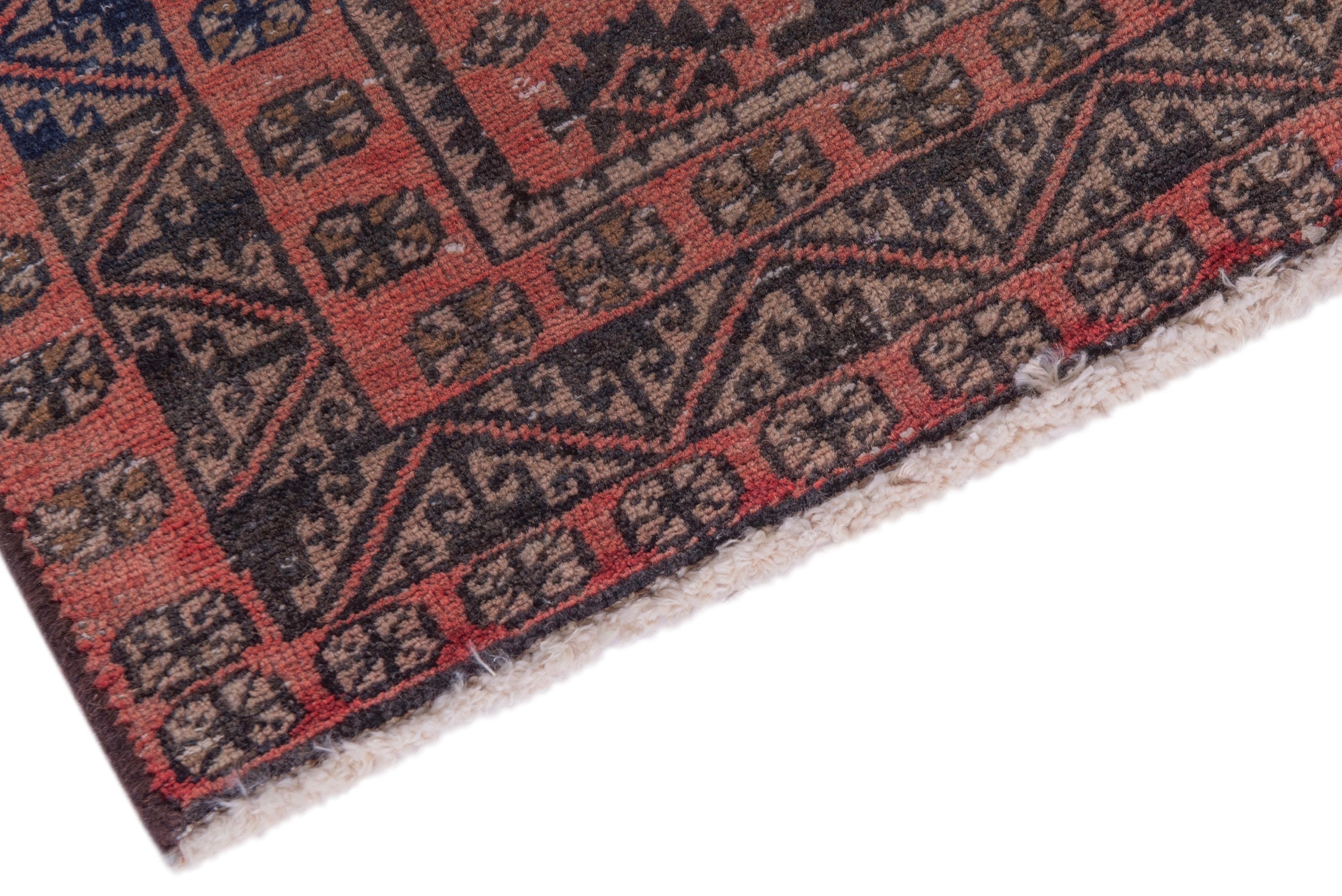 Persian Baluch accent rug in terracotta and rust, view 6 of 18
