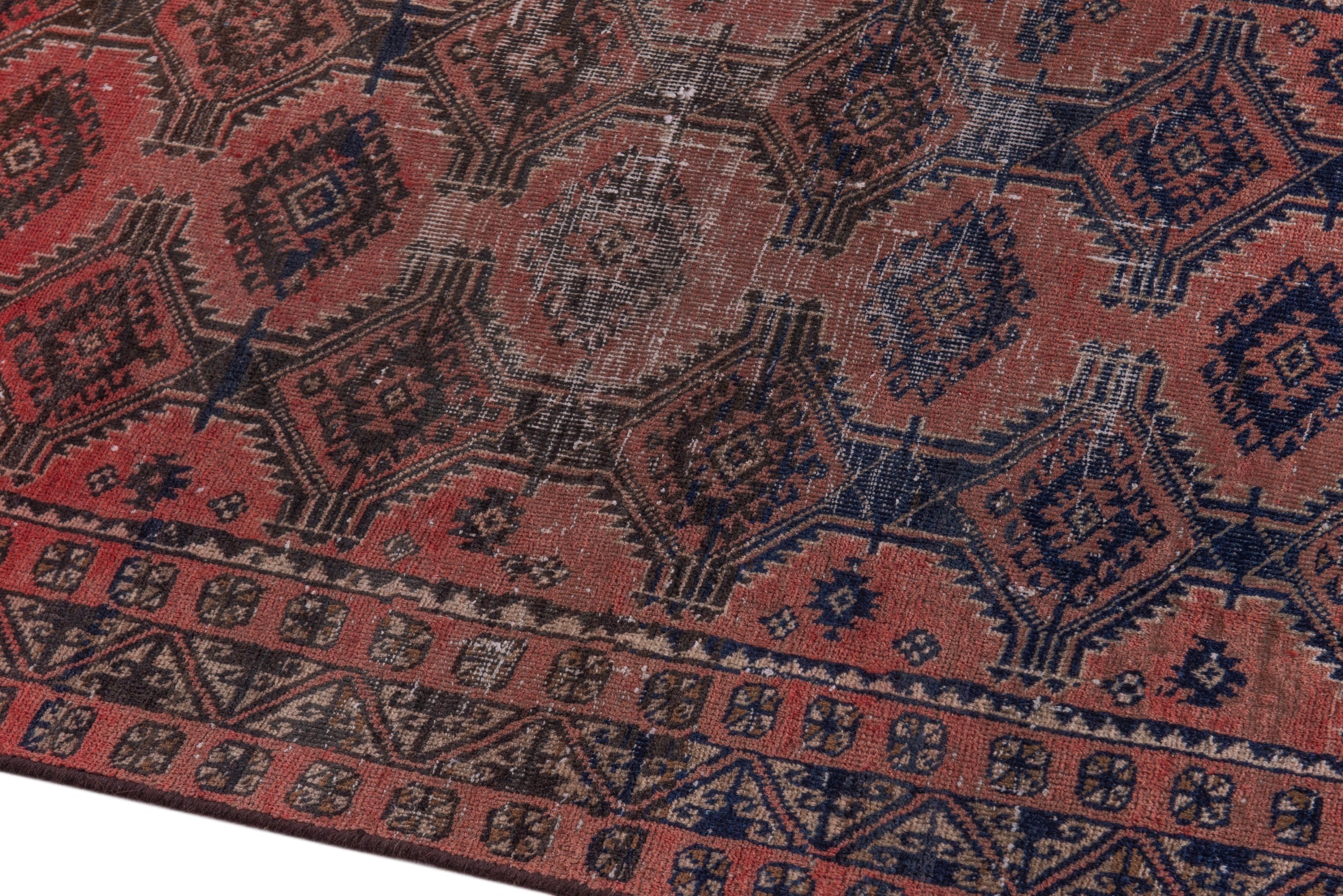 Persian Baluch accent rug in terracotta and rust, view 8 of 18