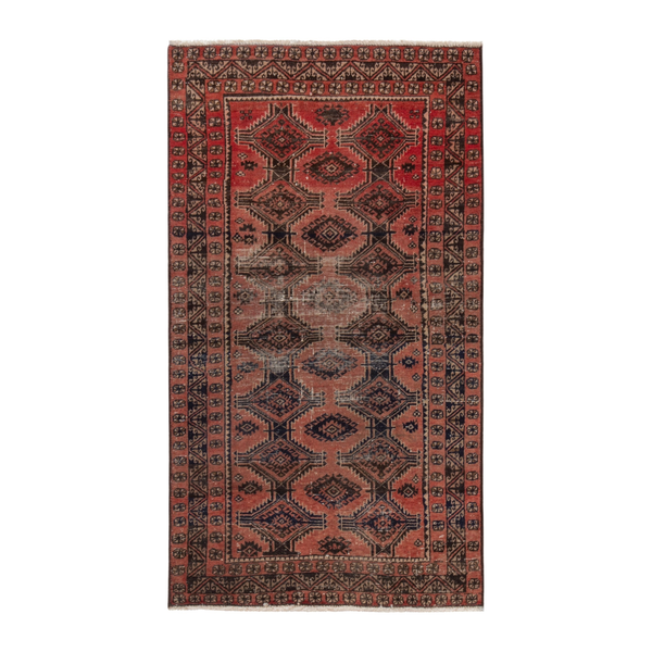 Persian Baluch accent rug in terracotta and rust, 2'7" x 4'9"
