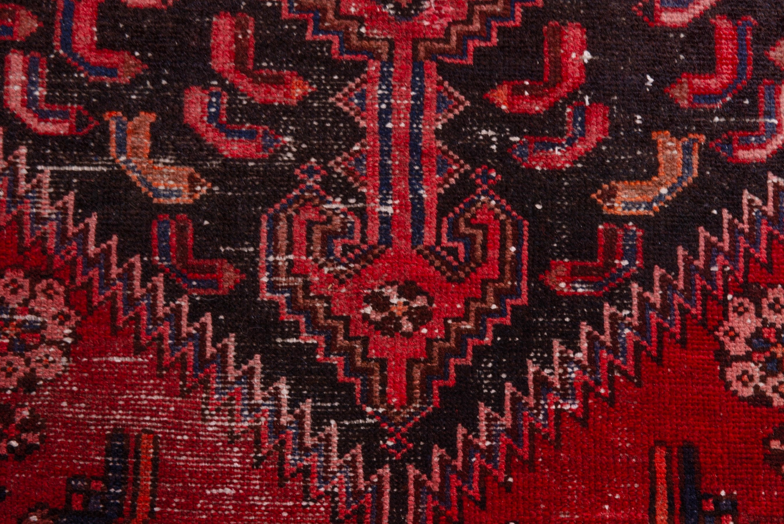 Persian Zanjan accent rug in deep red and black cherry, view 11 of 21