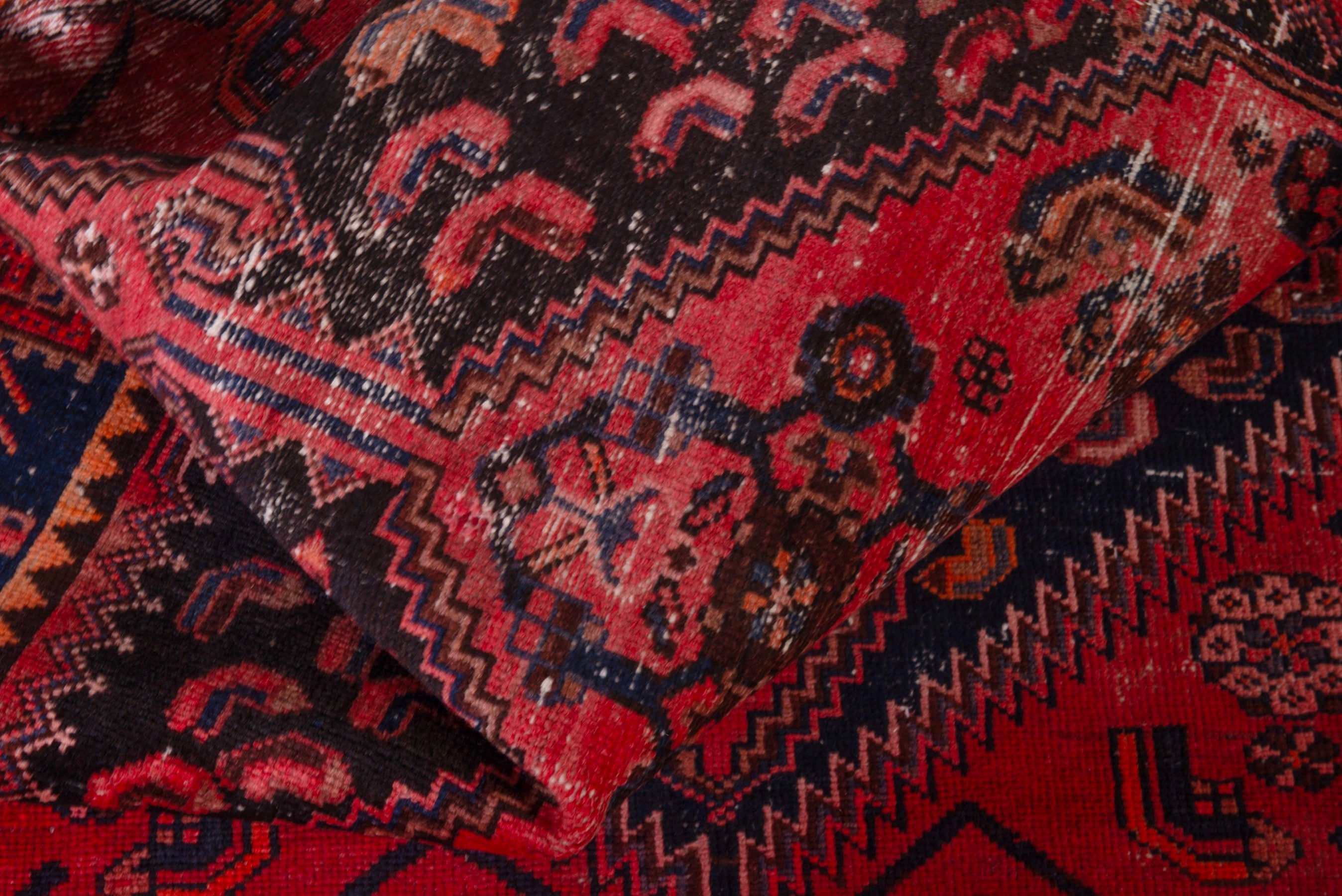 Persian Zanjan accent rug in deep red and black cherry, view 19 of 21