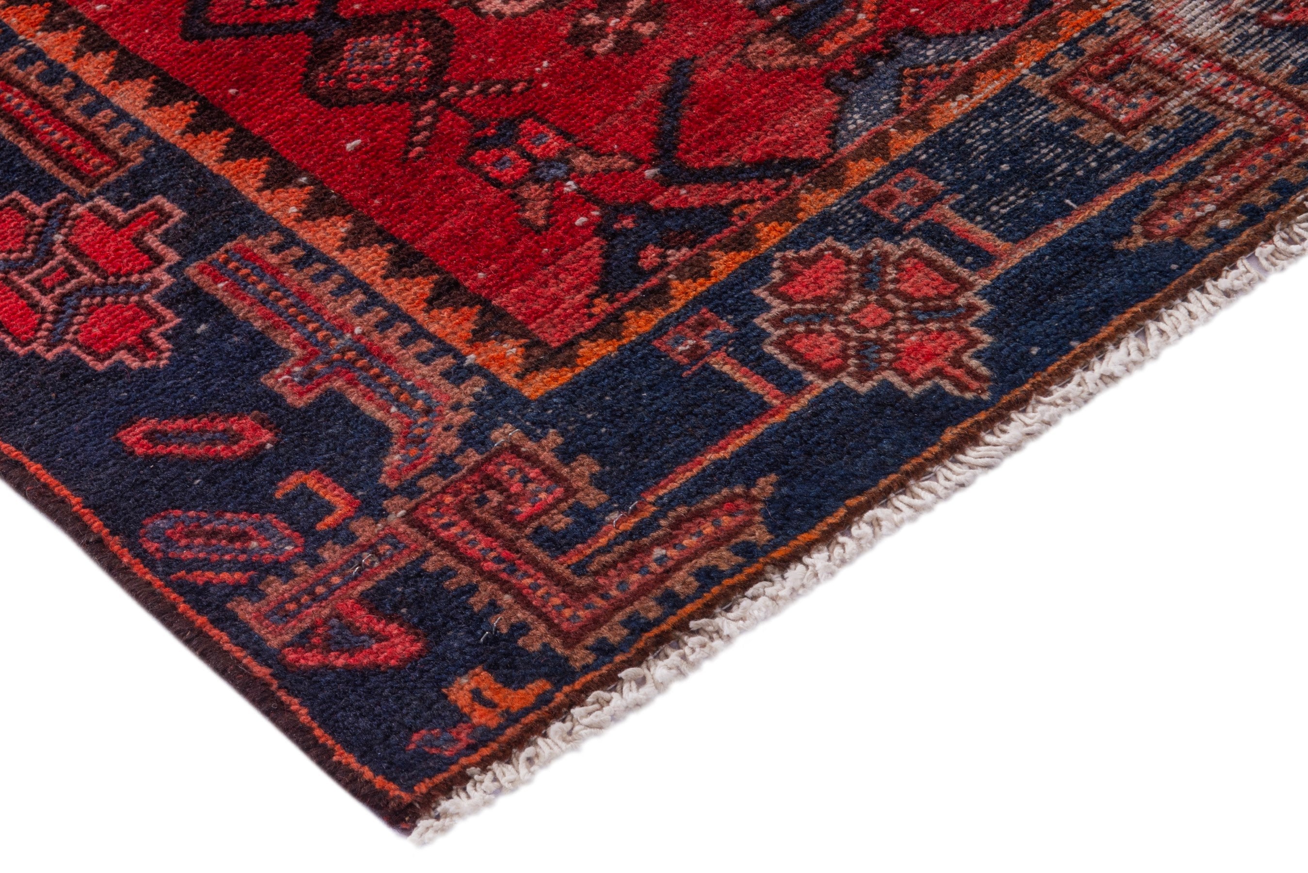Persian Zanjan accent rug in deep red and black cherry, view 6 of 21