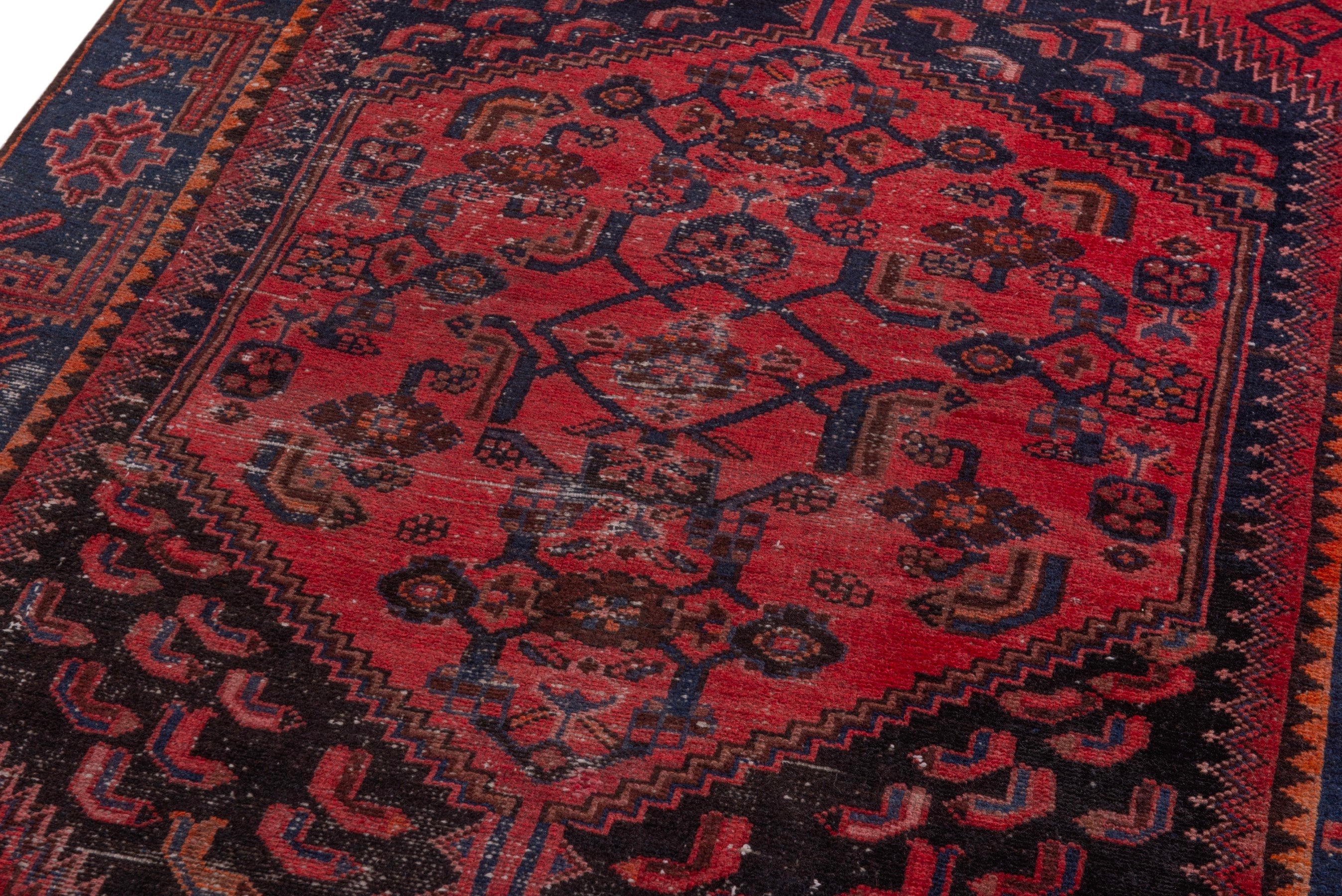 Persian Zanjan accent rug in deep red and black cherry, view 9 of 21