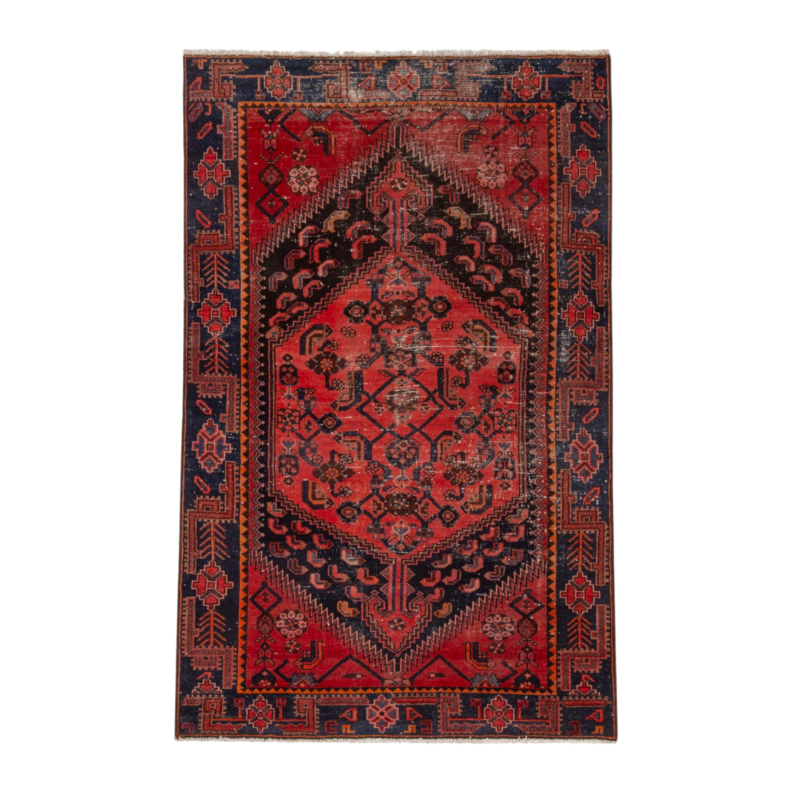 Persian Zanjan accent rug in deep red and black cherry, 3'9" x 6'