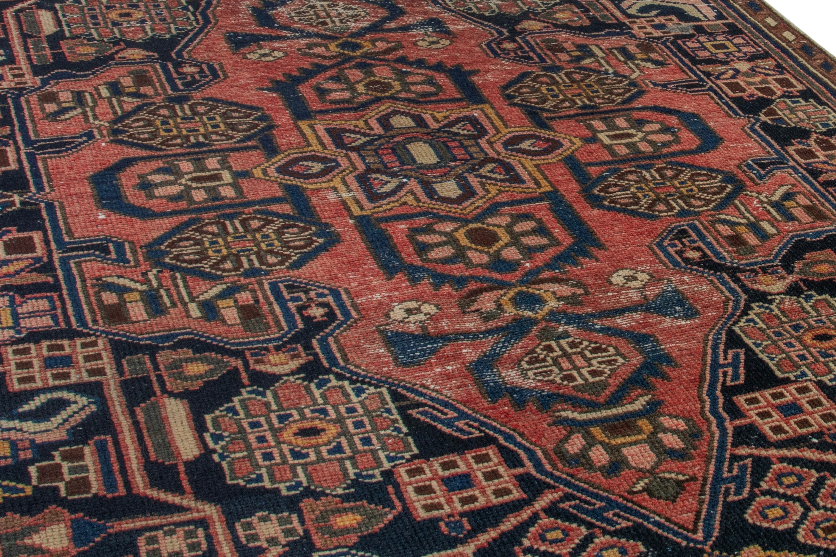 Persian Saveh accent rug in burgundy and dark brown, view 10 of 19
