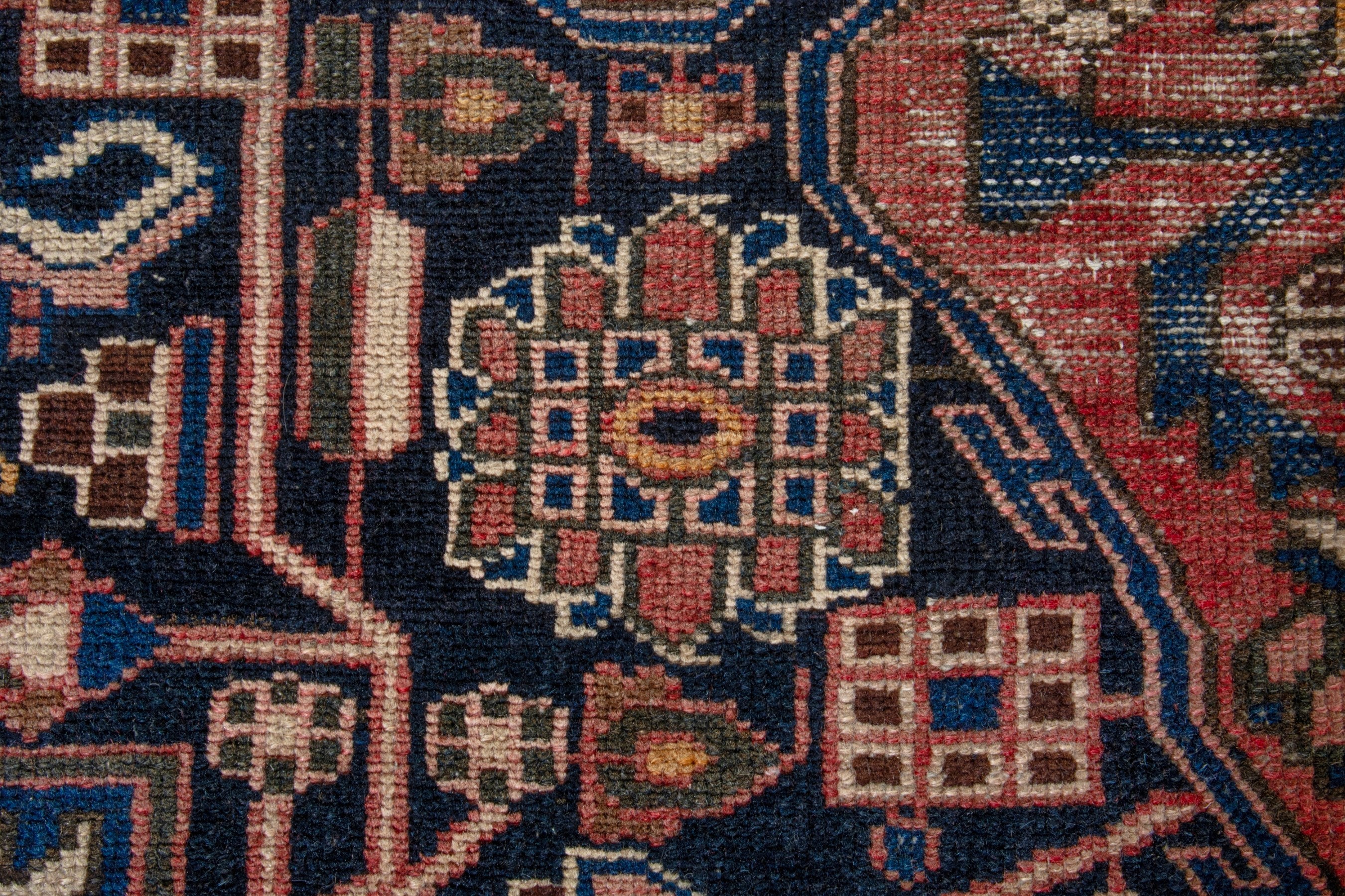 Persian Saveh accent rug in burgundy and dark brown, view 12 of 19