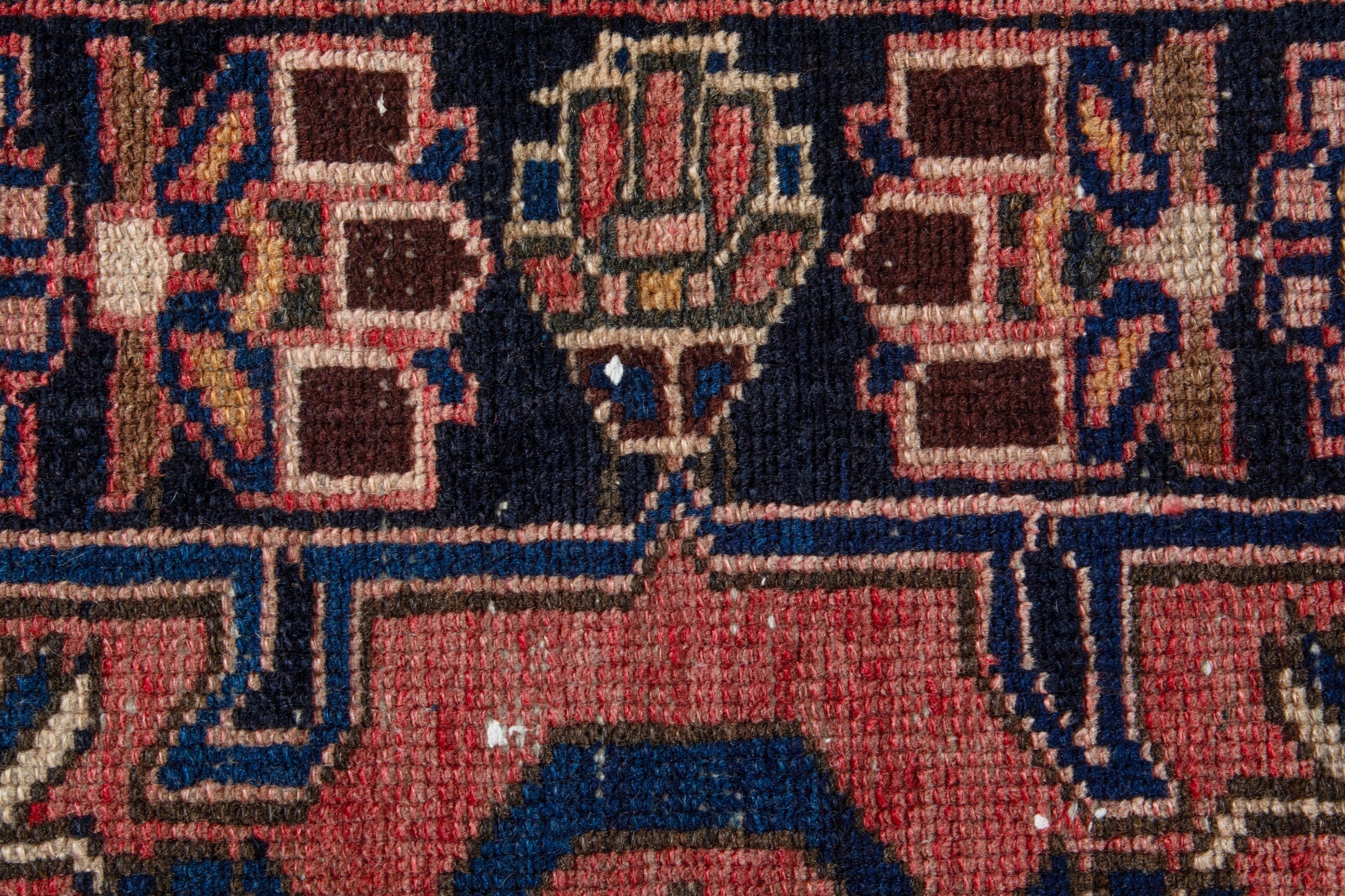 Persian Saveh accent rug in burgundy and dark brown, view 13 of 19