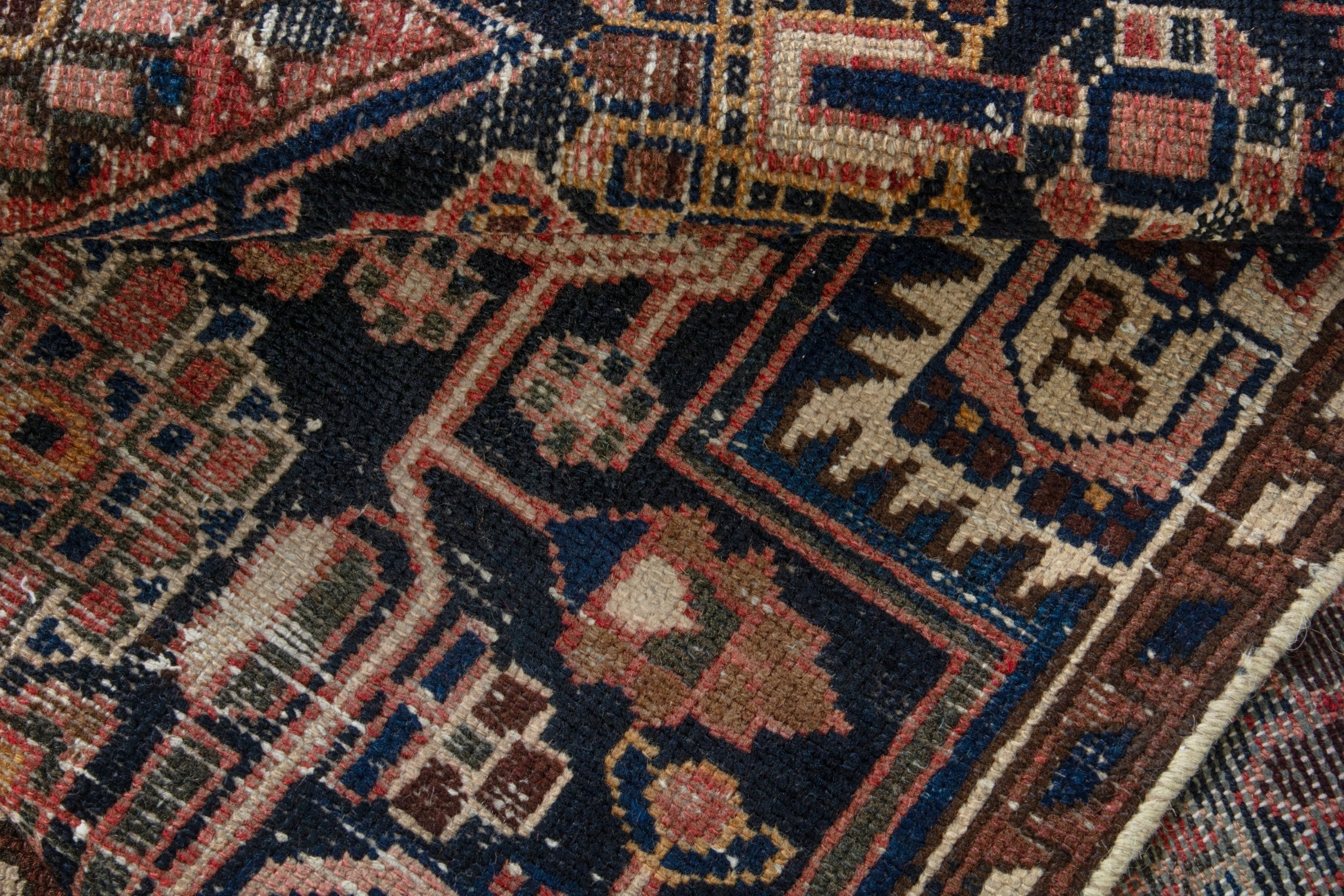 Persian Saveh accent rug in burgundy and dark brown, view 15 of 19
