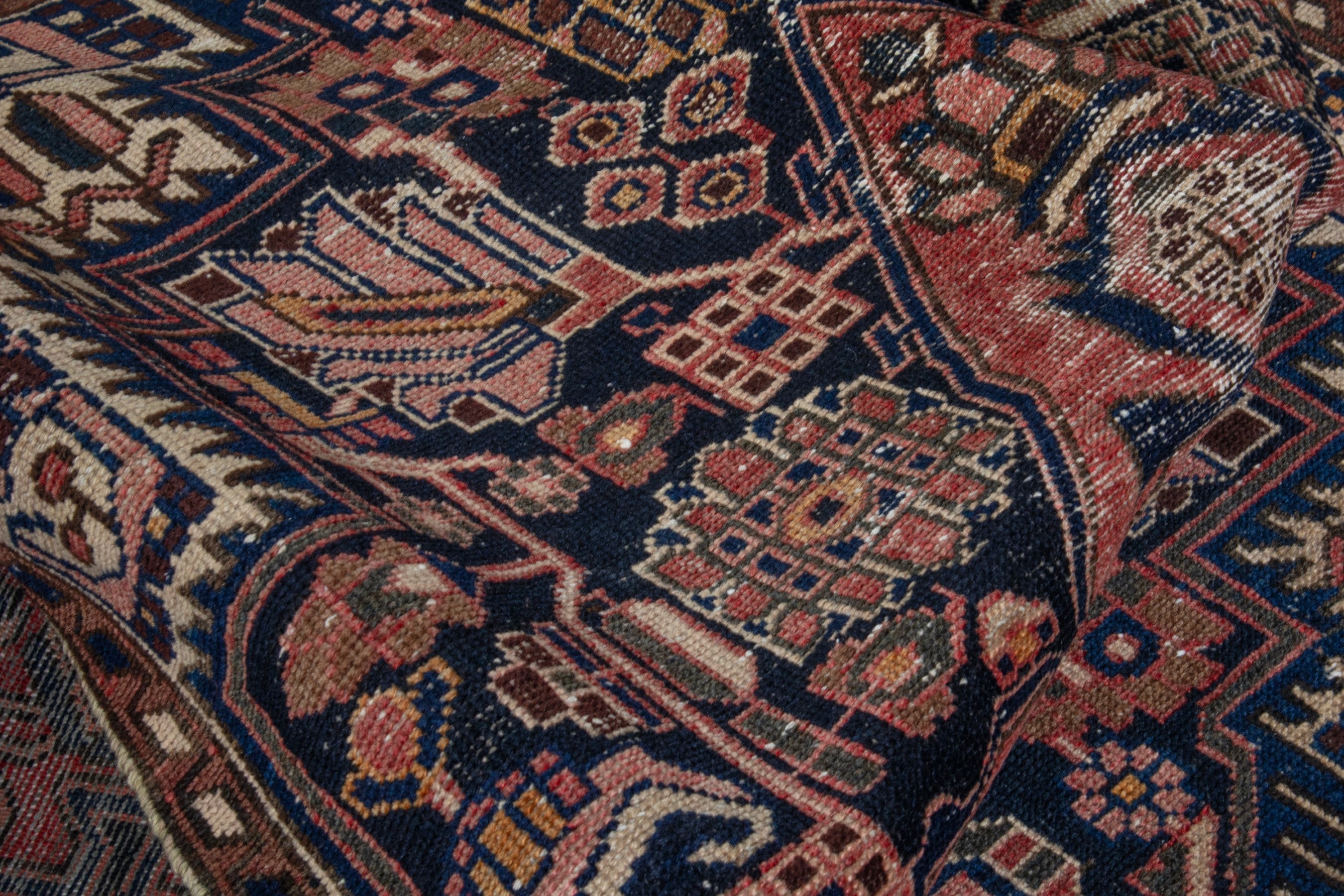 Persian Saveh accent rug in burgundy and dark brown, view 16 of 19