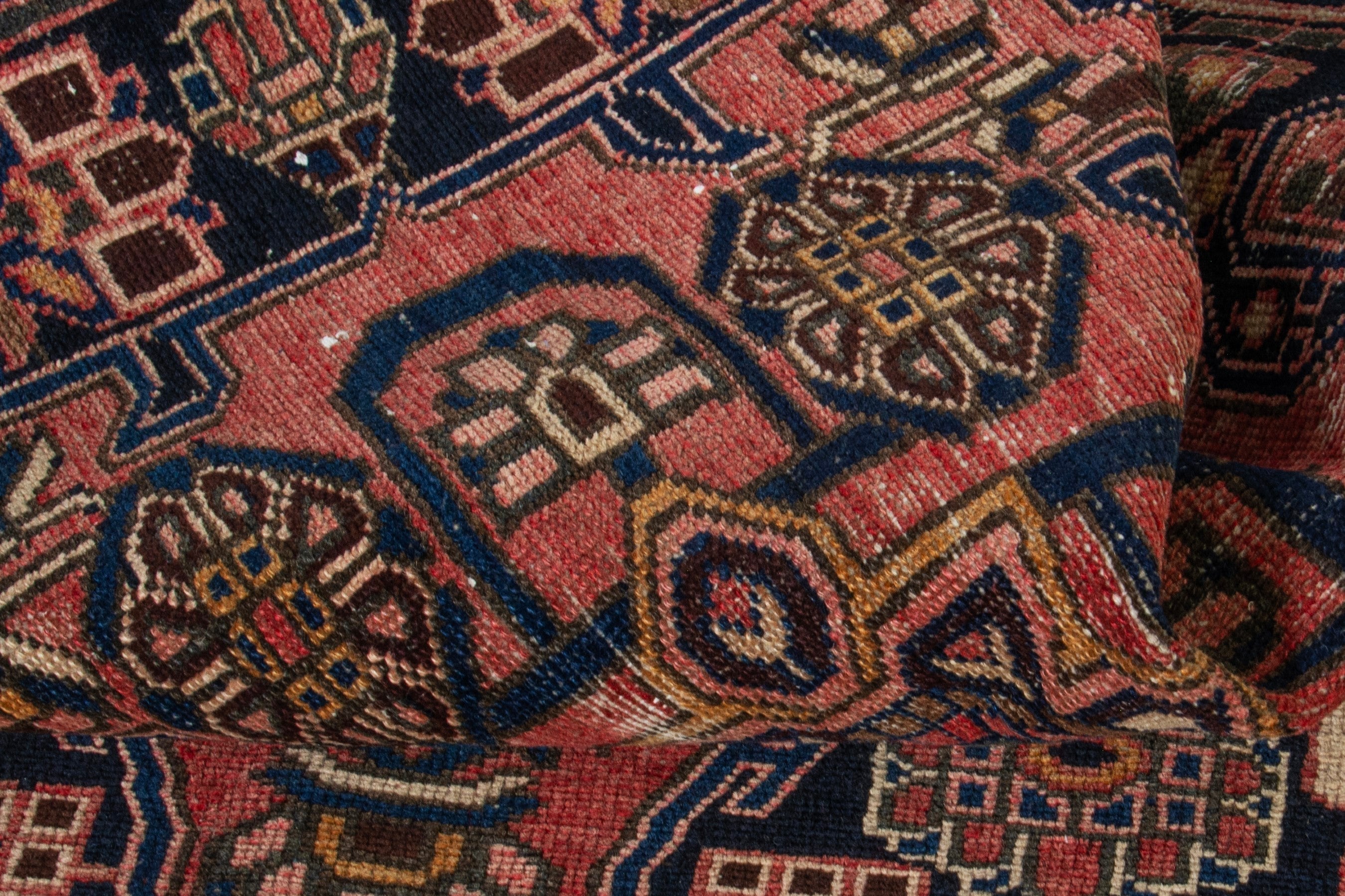 Persian Saveh accent rug in burgundy and dark brown, view 17 of 19