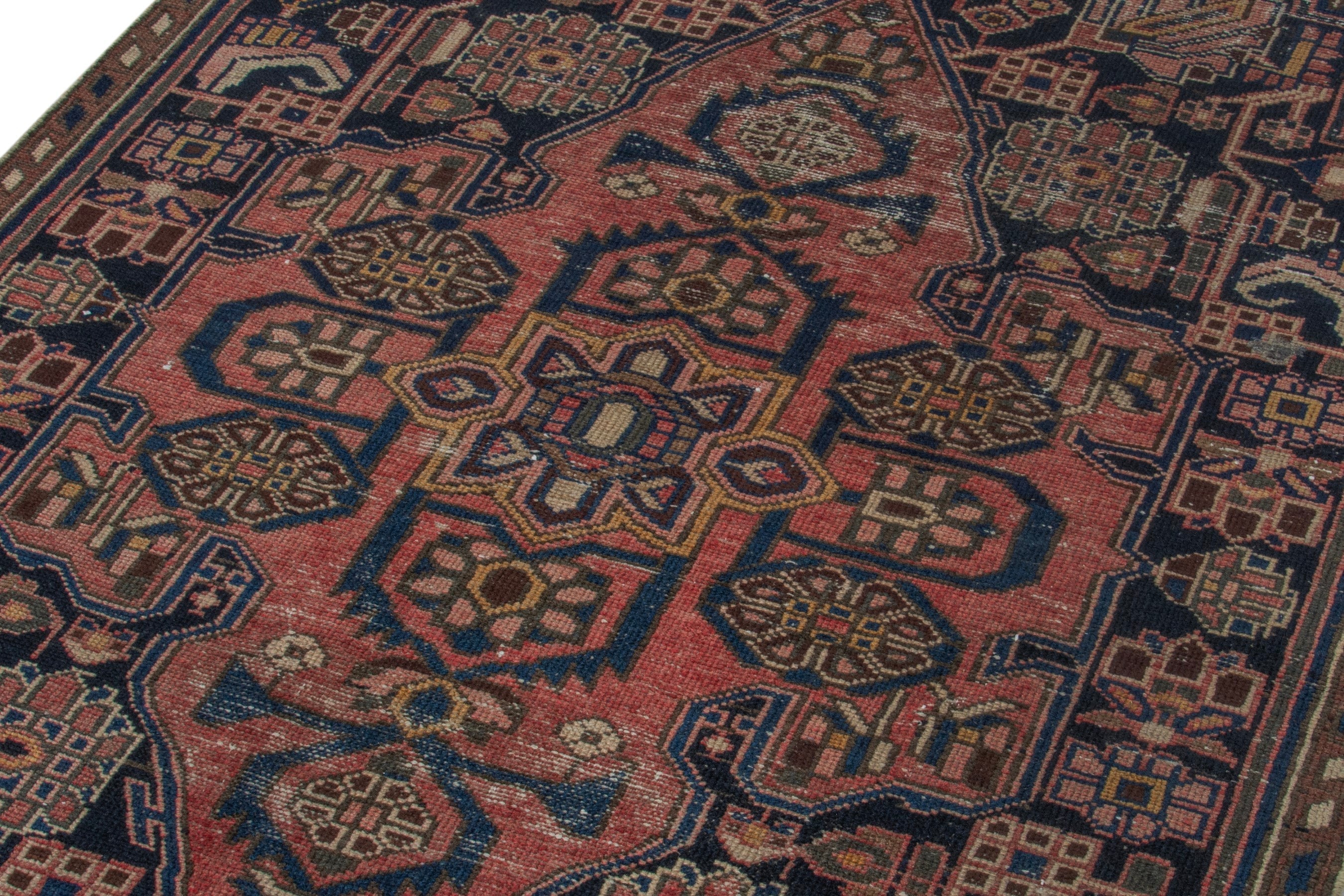 Persian Saveh accent rug in burgundy and dark brown, view 9 of 19