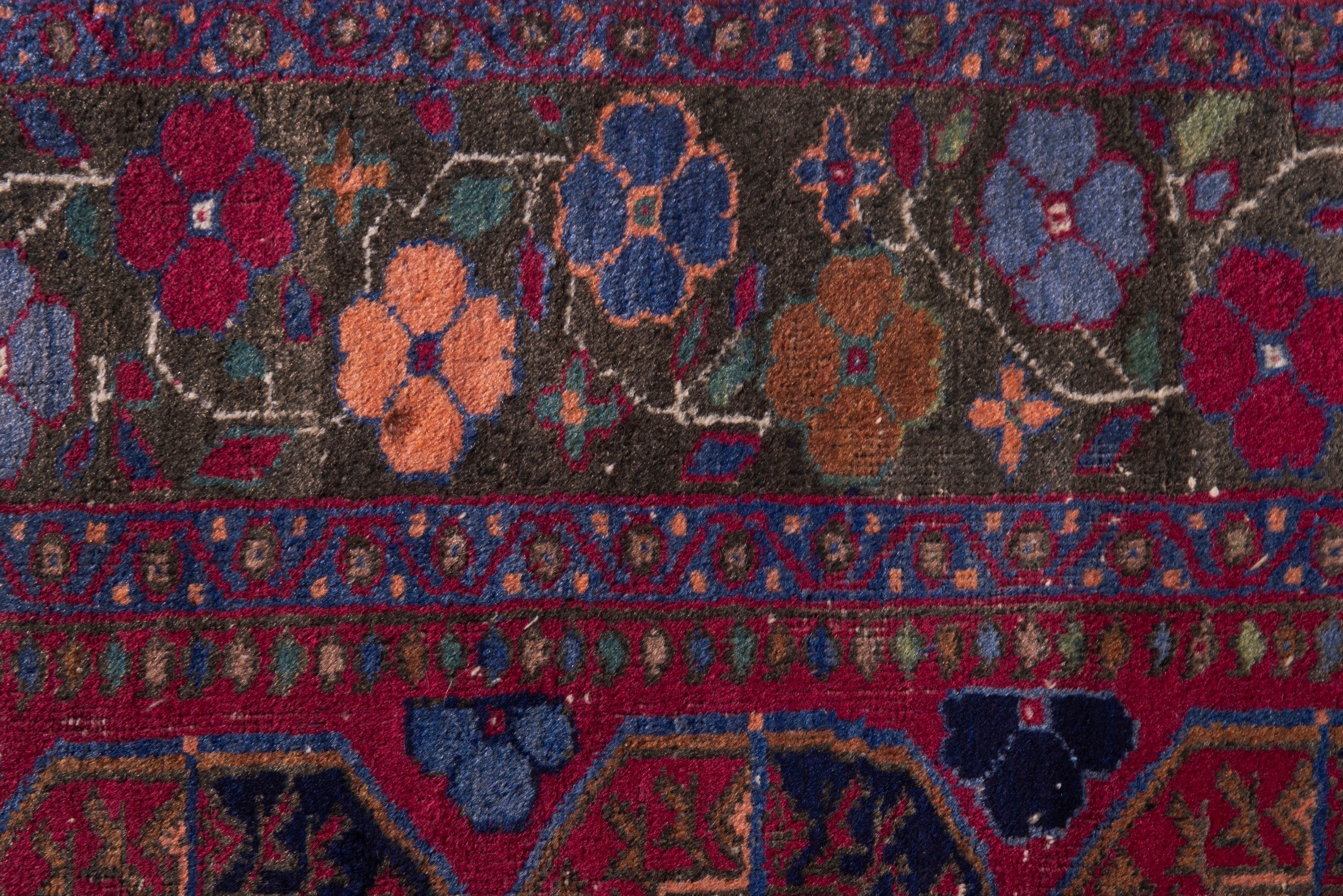 Persian Baluch accent rug in burgundy and deep red, view 14 of 18