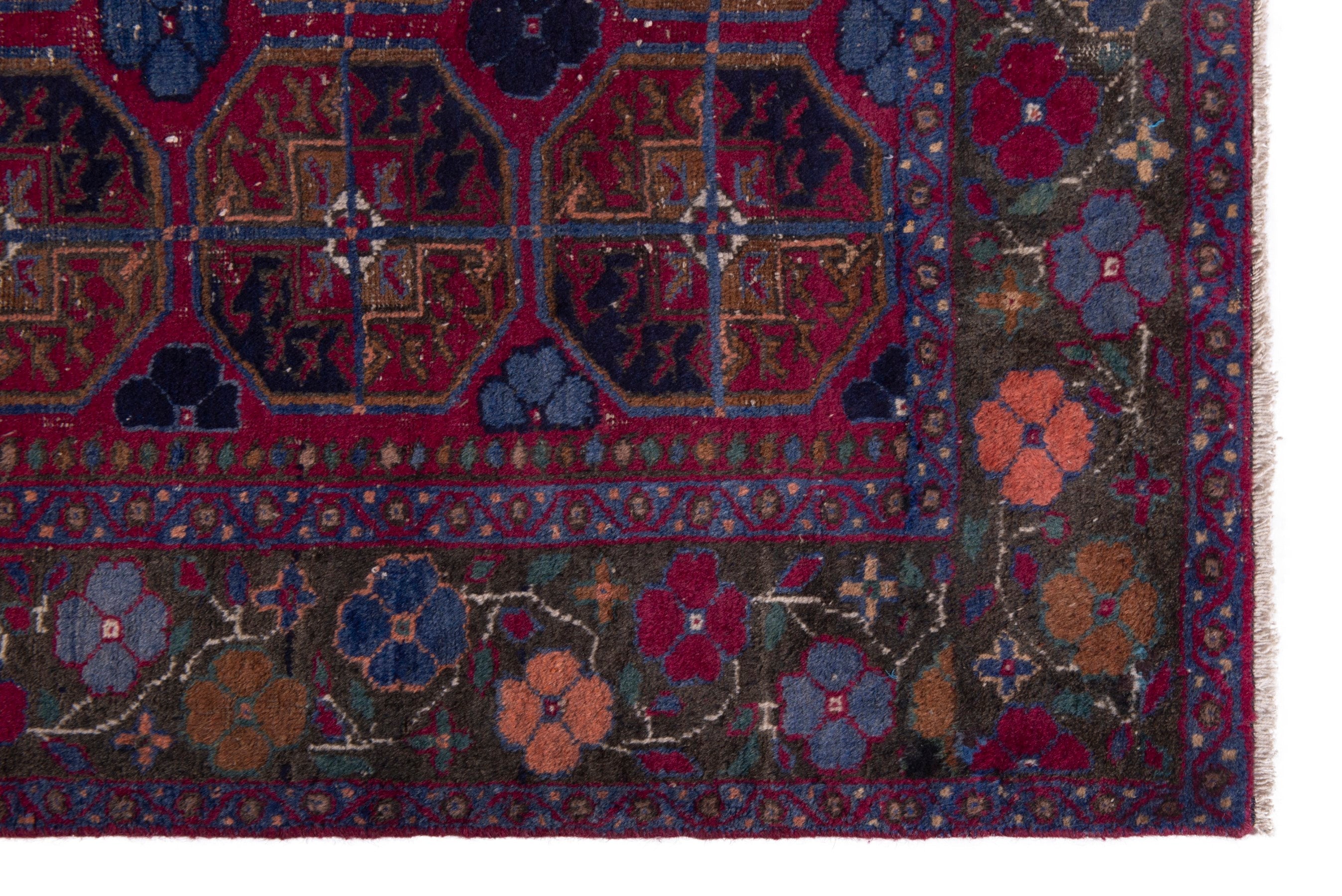 Persian Baluch accent rug in burgundy and deep red, view 5 of 18