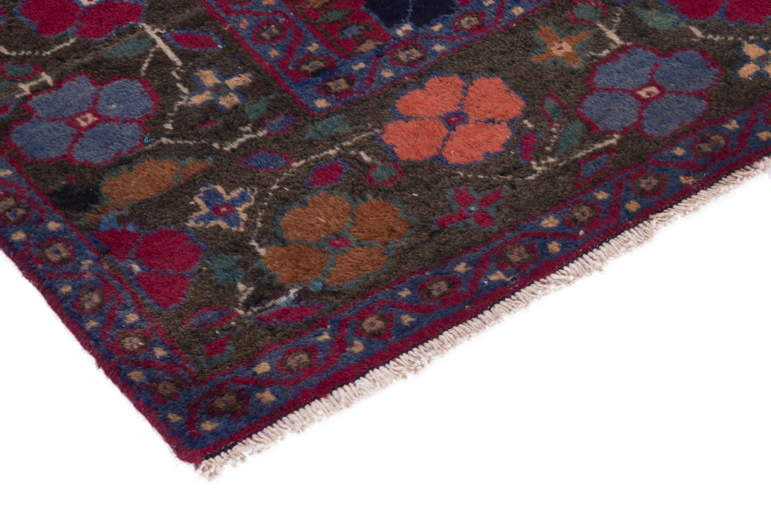 Persian Baluch accent rug in burgundy and deep red, view 6 of 18